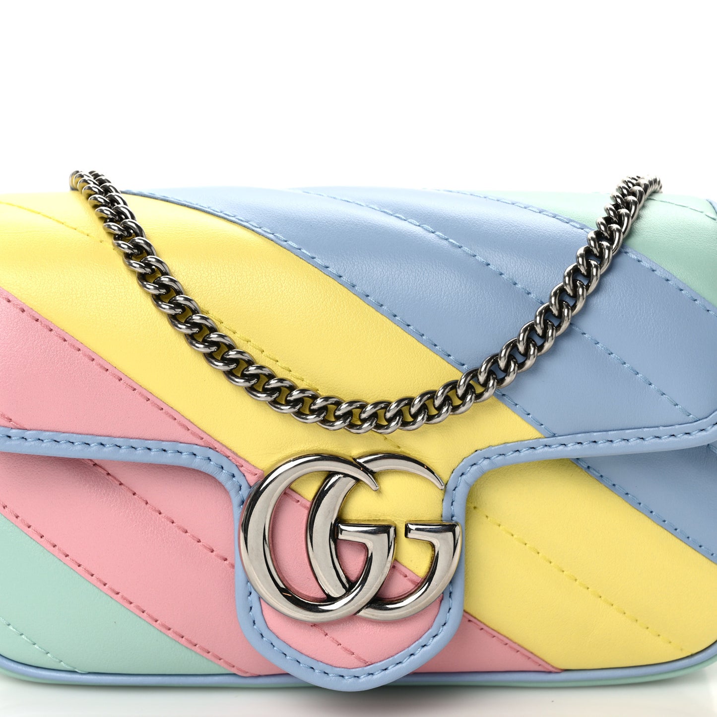 Calfskin Matelasse Diagonal Super Mini GG Marmont Shoulder Bag Multicolor Pastel