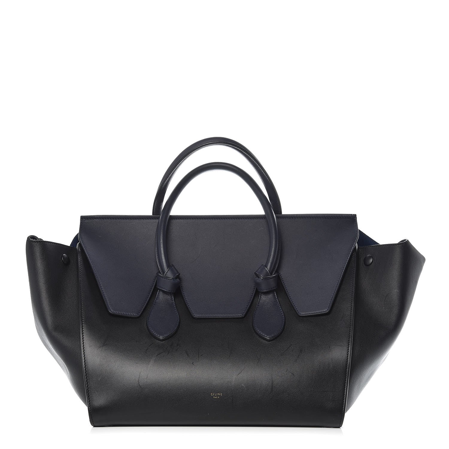 Celine Smooth Calfskin Large Bi-Color Tie Knot Tote Black Navy 1 of 20