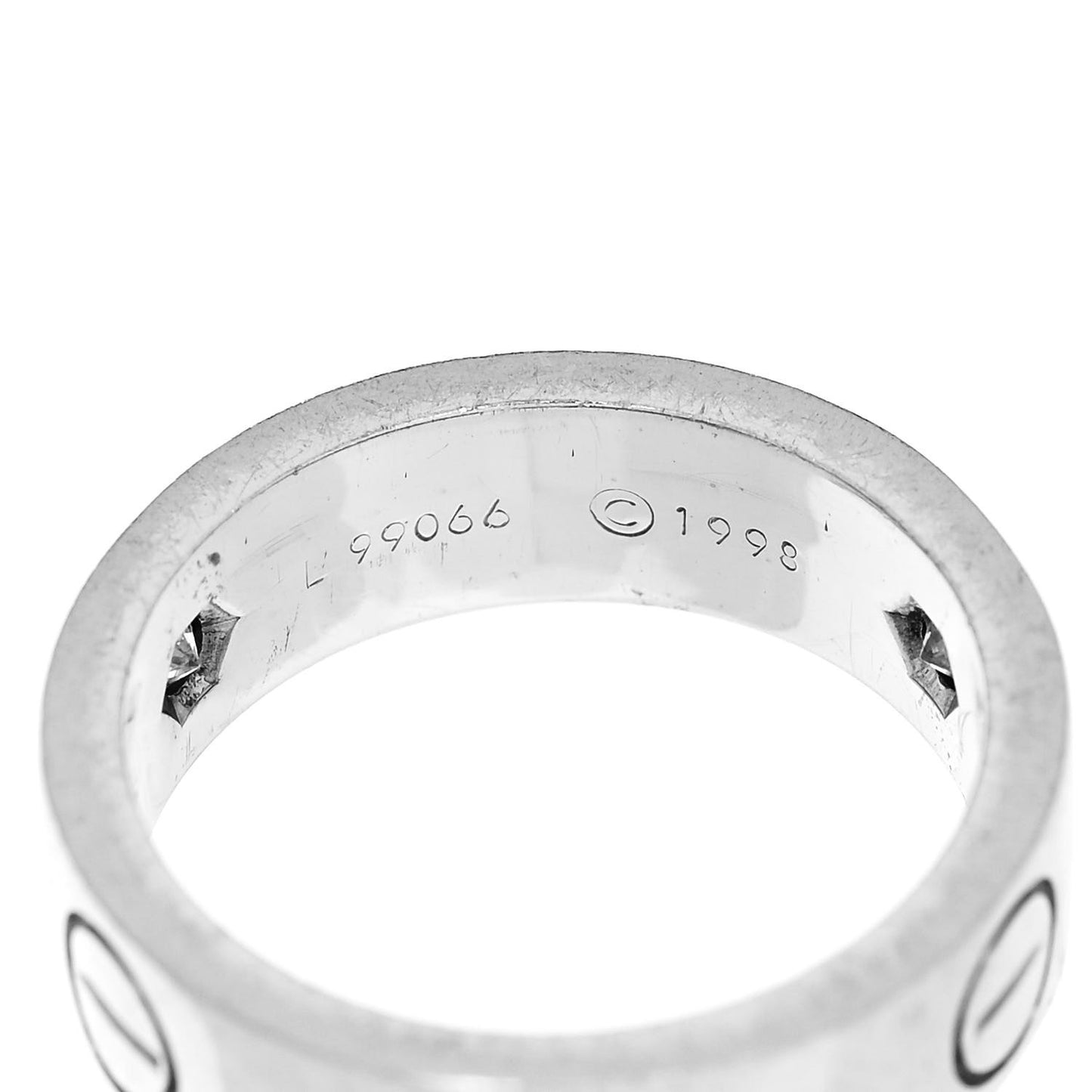 18K White Gold 3 Diamond 5.5mm LOVE Ring 48 4.5