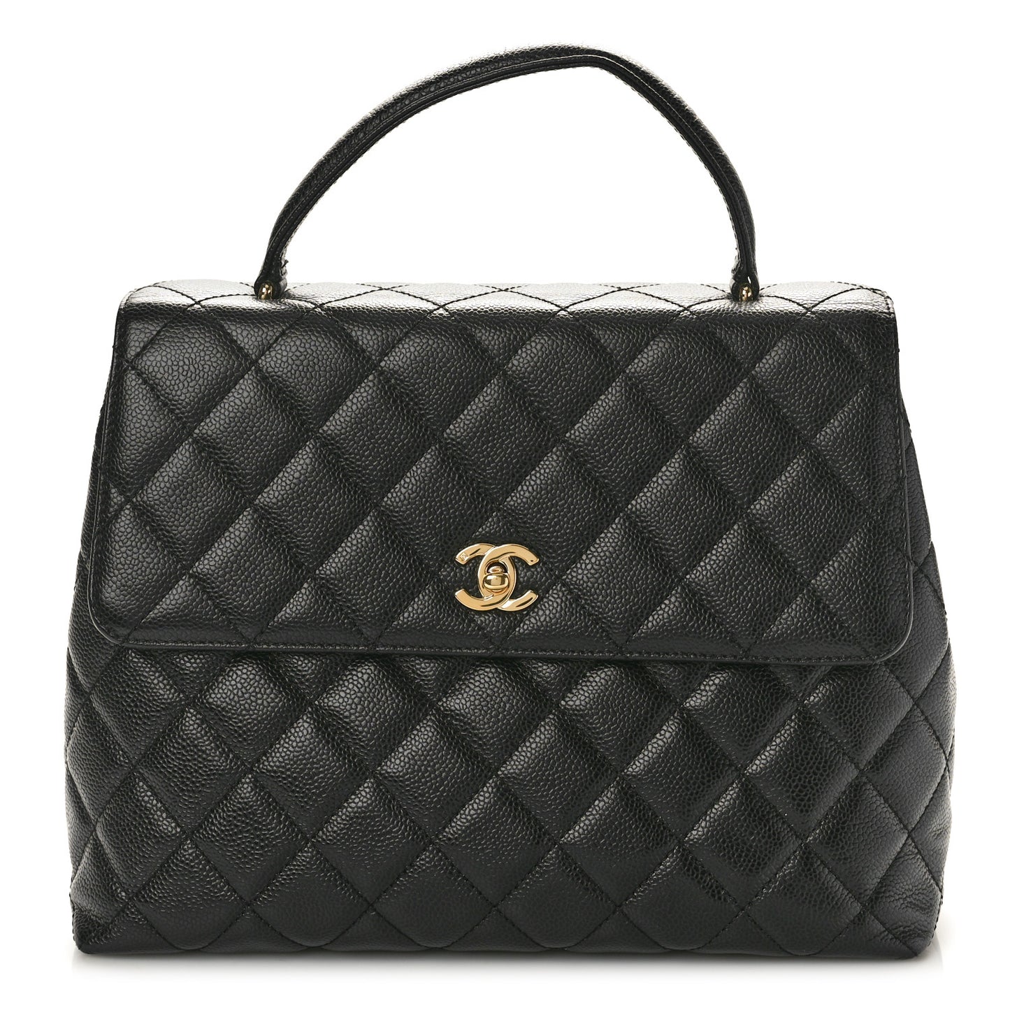 Caviar Quilted Jumbo Kelly Flap Black