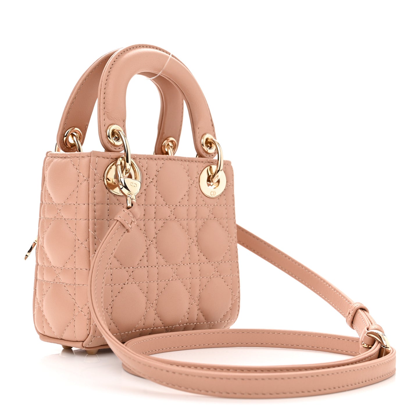 Lambskin Cannage Micro Lady Dior Rose Des Vents