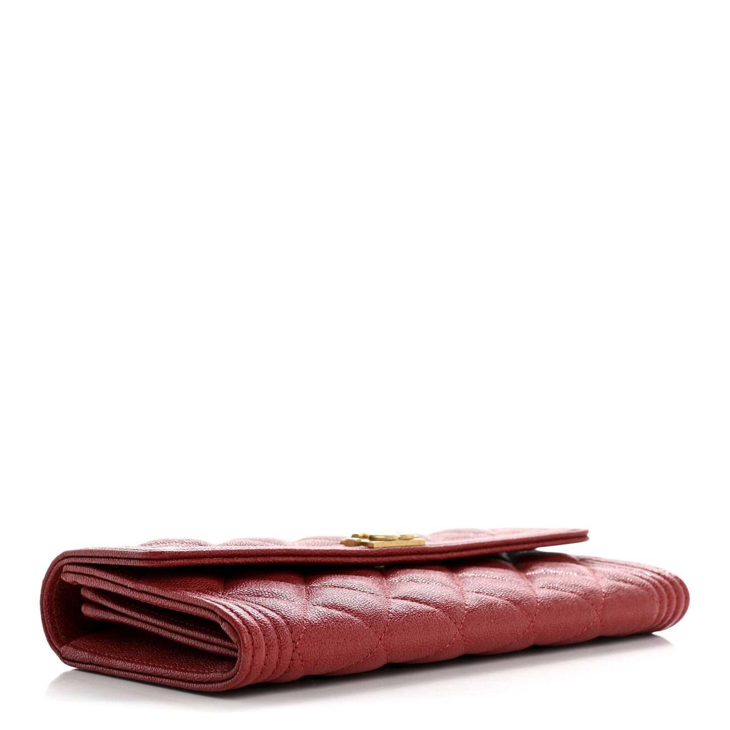 Caviar Quilted Large Boy Gusset Flap Wallet Red