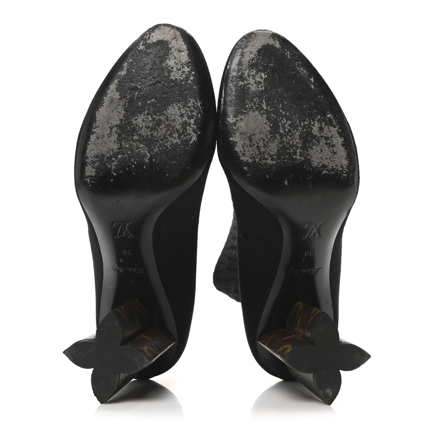 Monogram Stretch Fabric Silhouette Ankle Boots 38 Black