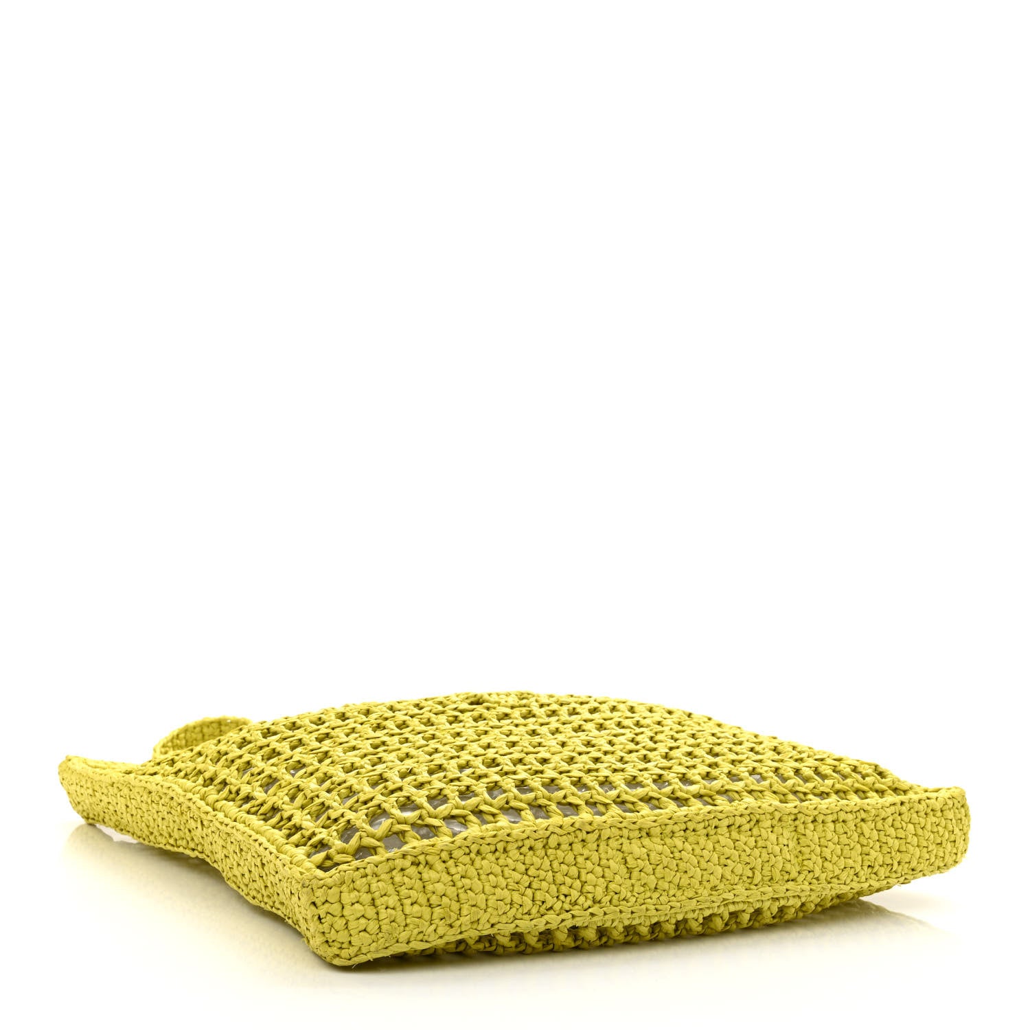 Prada Yarn Raffia Effect Crochet Logo Embroidered Tote Bag Cedro 4 of 10