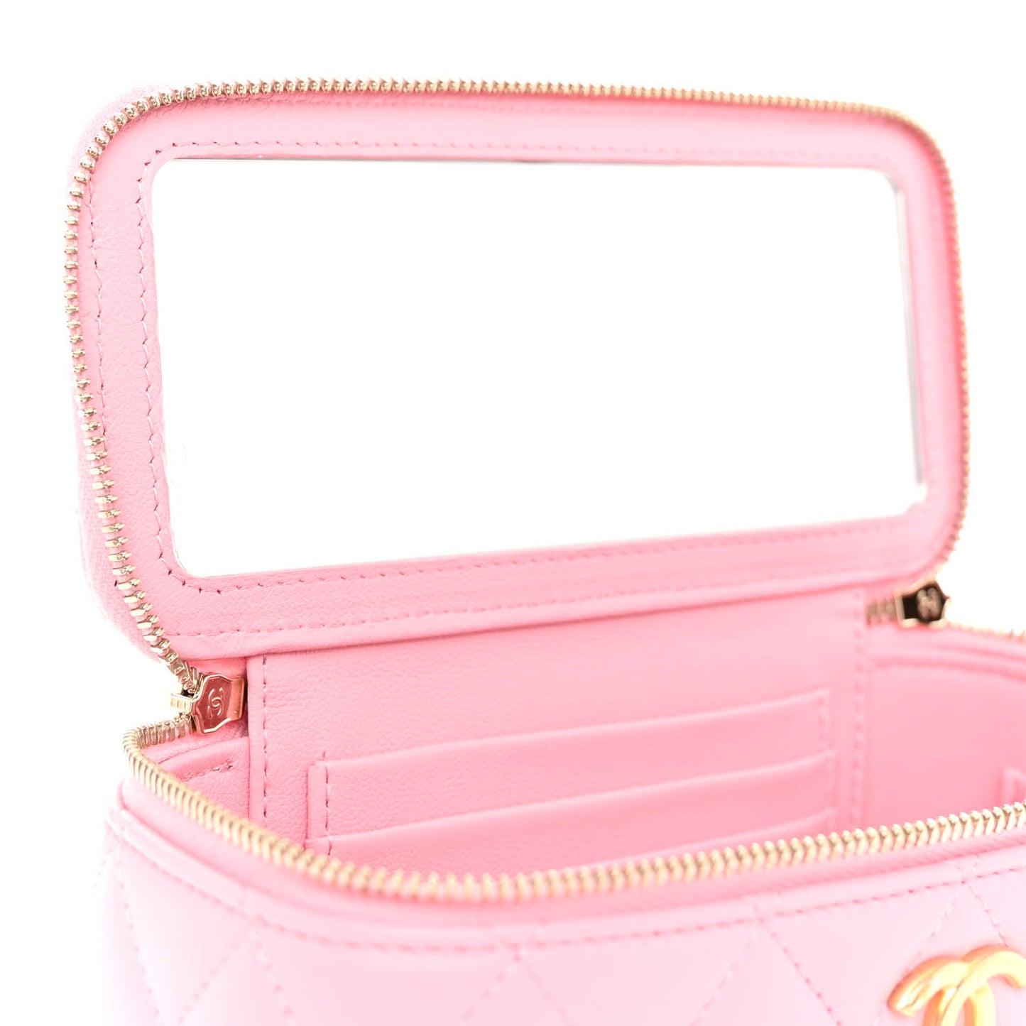 Lambskin Quilted Pick Me Up Vanity Case Pink