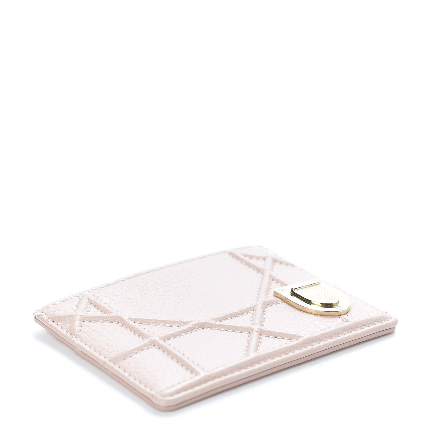 Grained Calfskin Cannage Diorama Card Holder Rose Poudre
