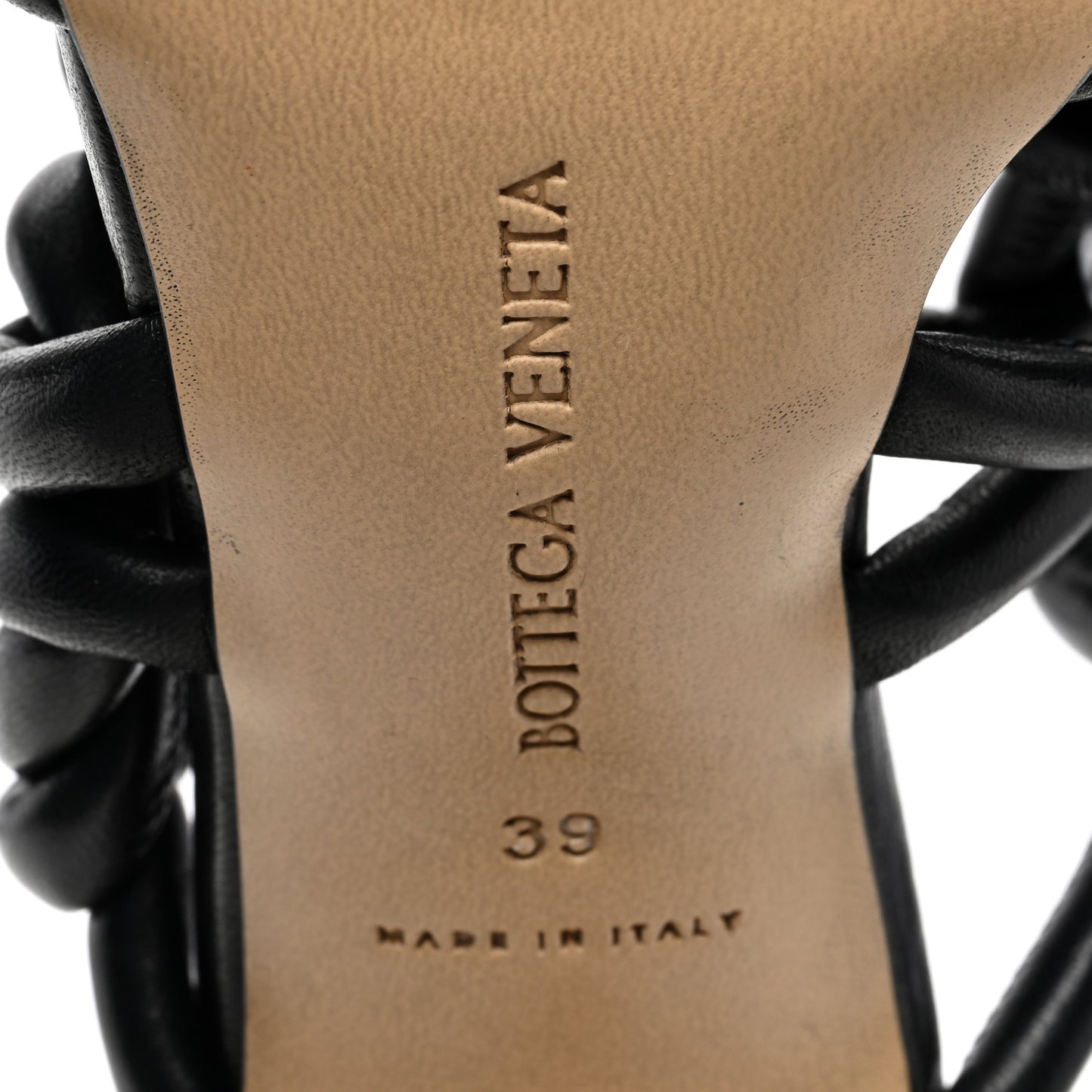Nappa Braided Stretch Mule Sandals 39 Black