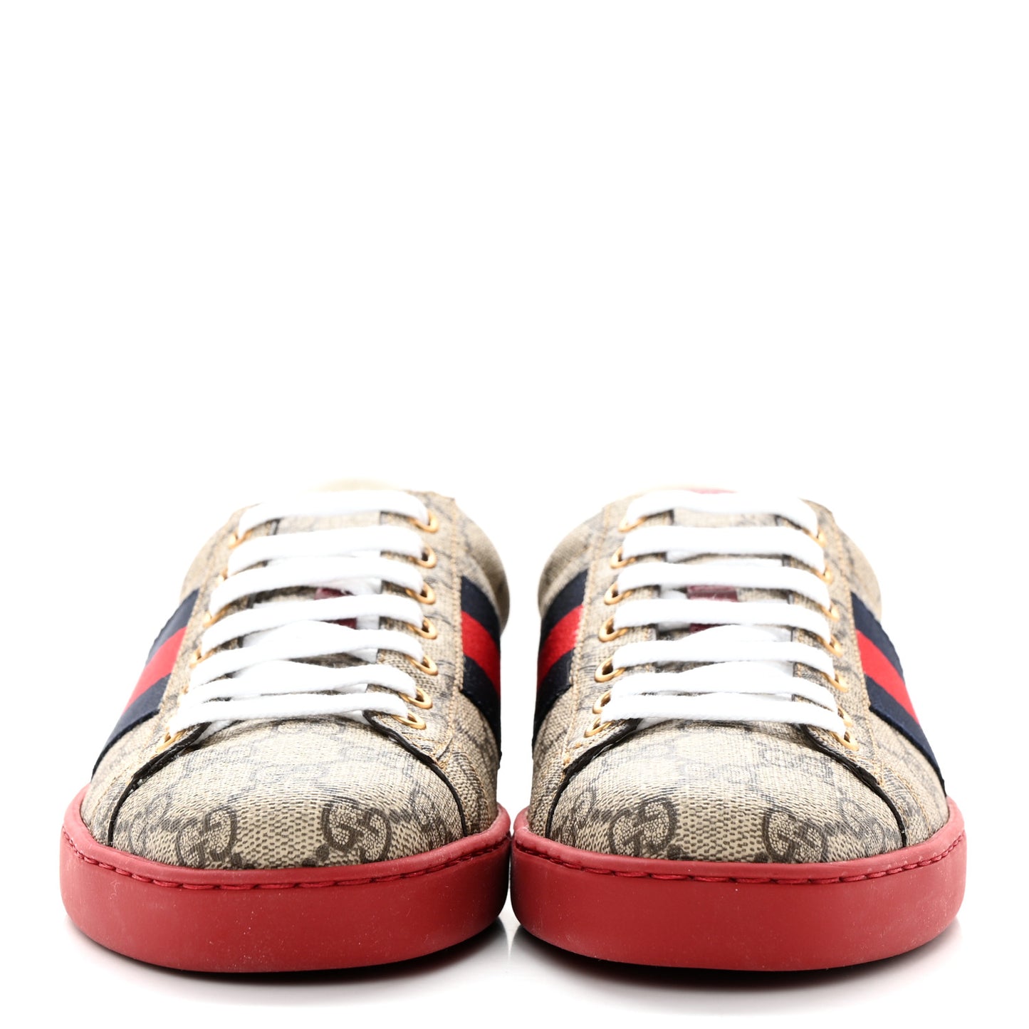 GG Supreme Monogram Ayers Mens New Ace Low-Top Sneaker 5 Blue Red