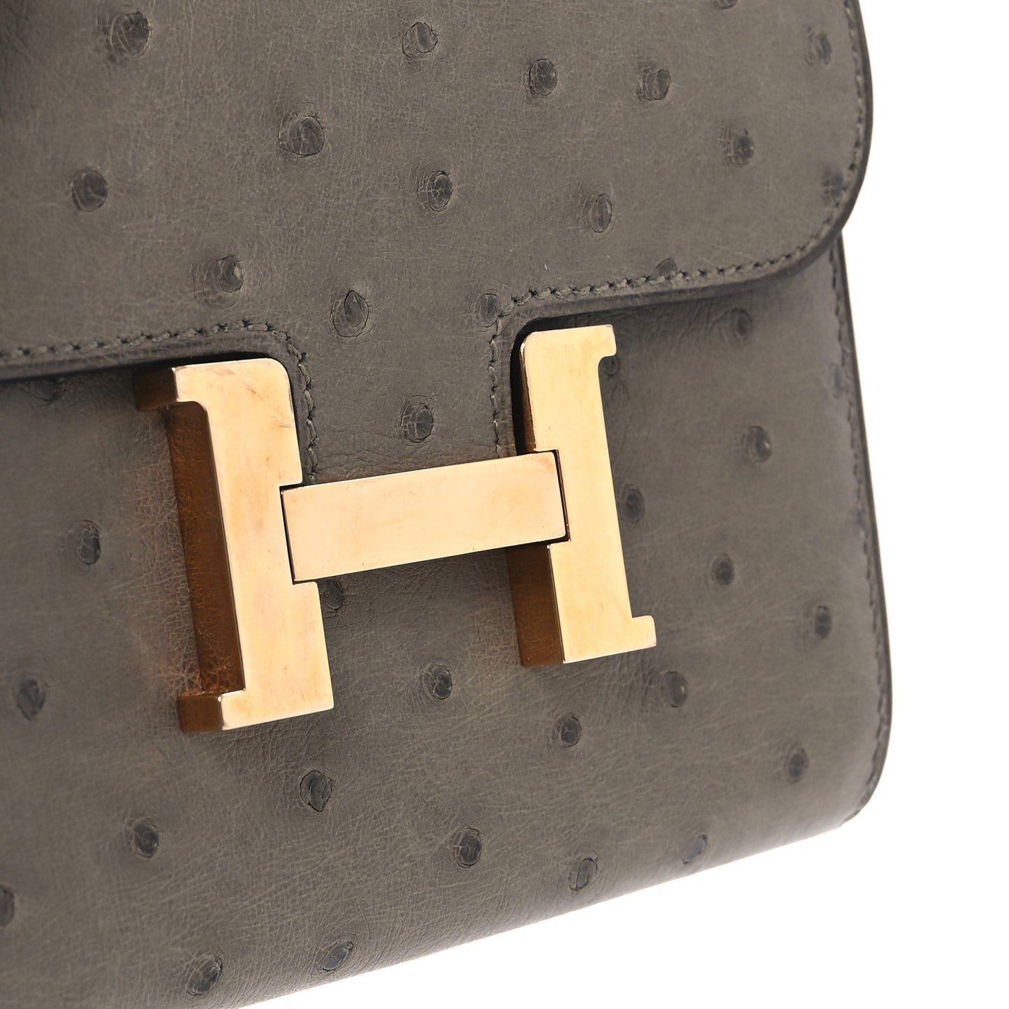 Ostrich Constance Short Wallet Gris Tourterelle
