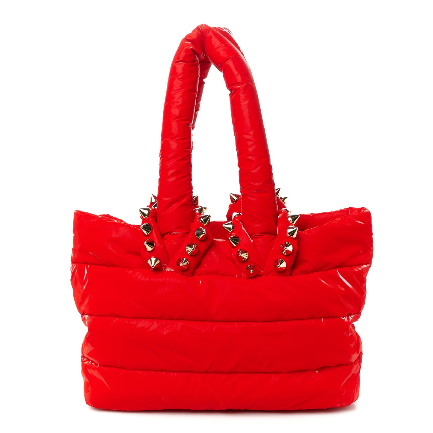 Nylon Padded Gloss Large Cabamoon Tote Red