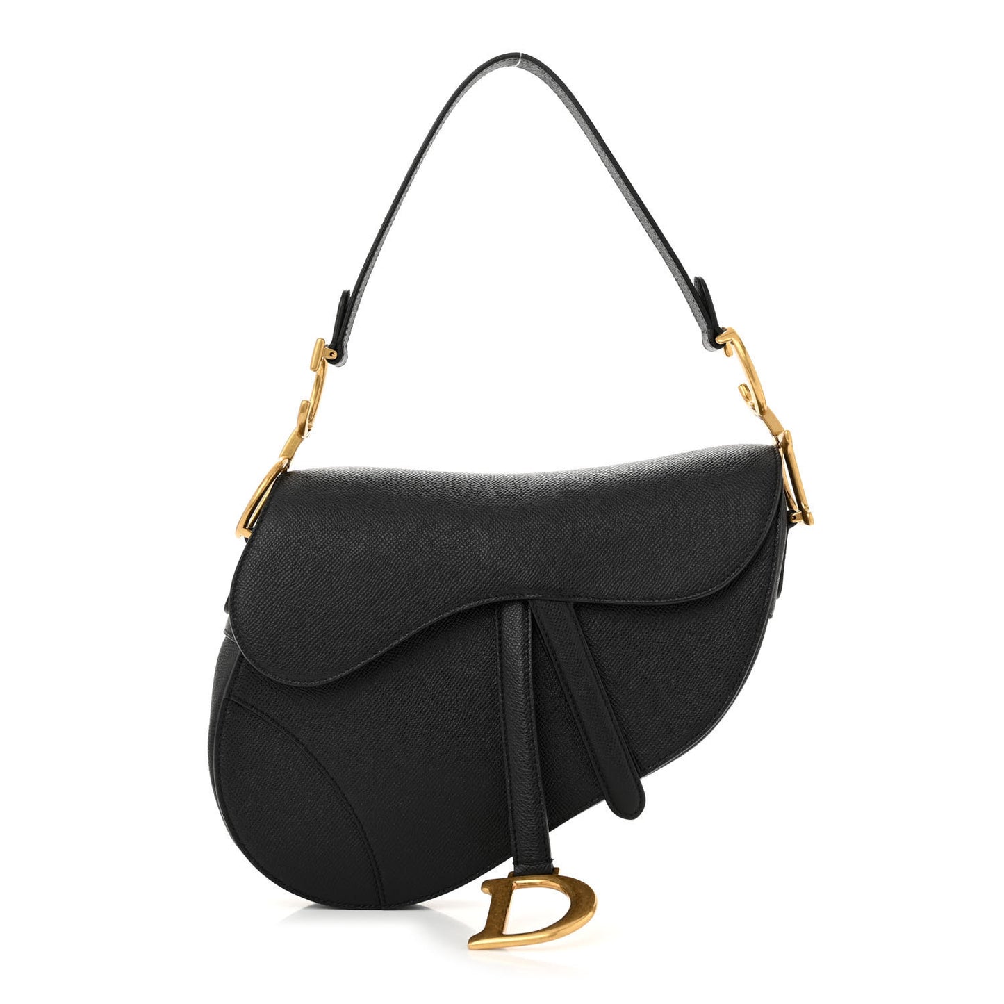 Grained Calfskin Saddle Bag Black