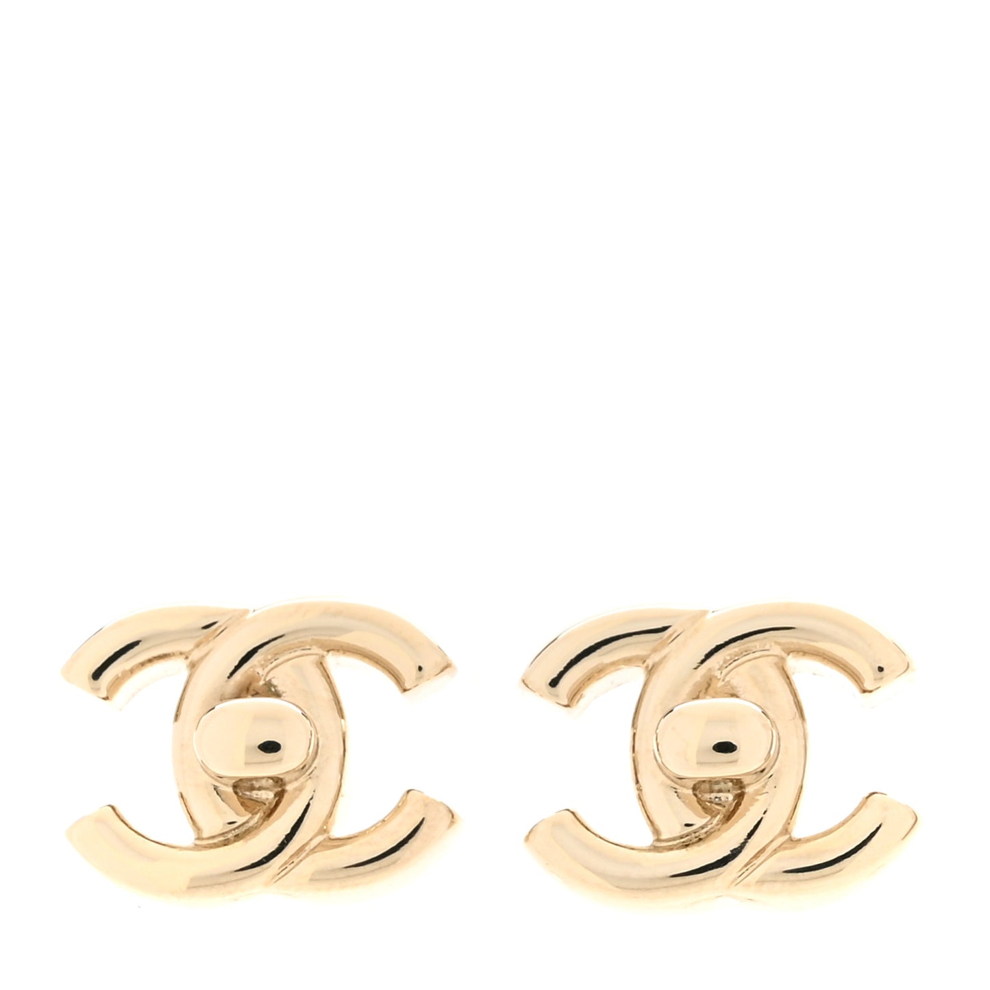 Metal CC Turnlock Earrings Gold