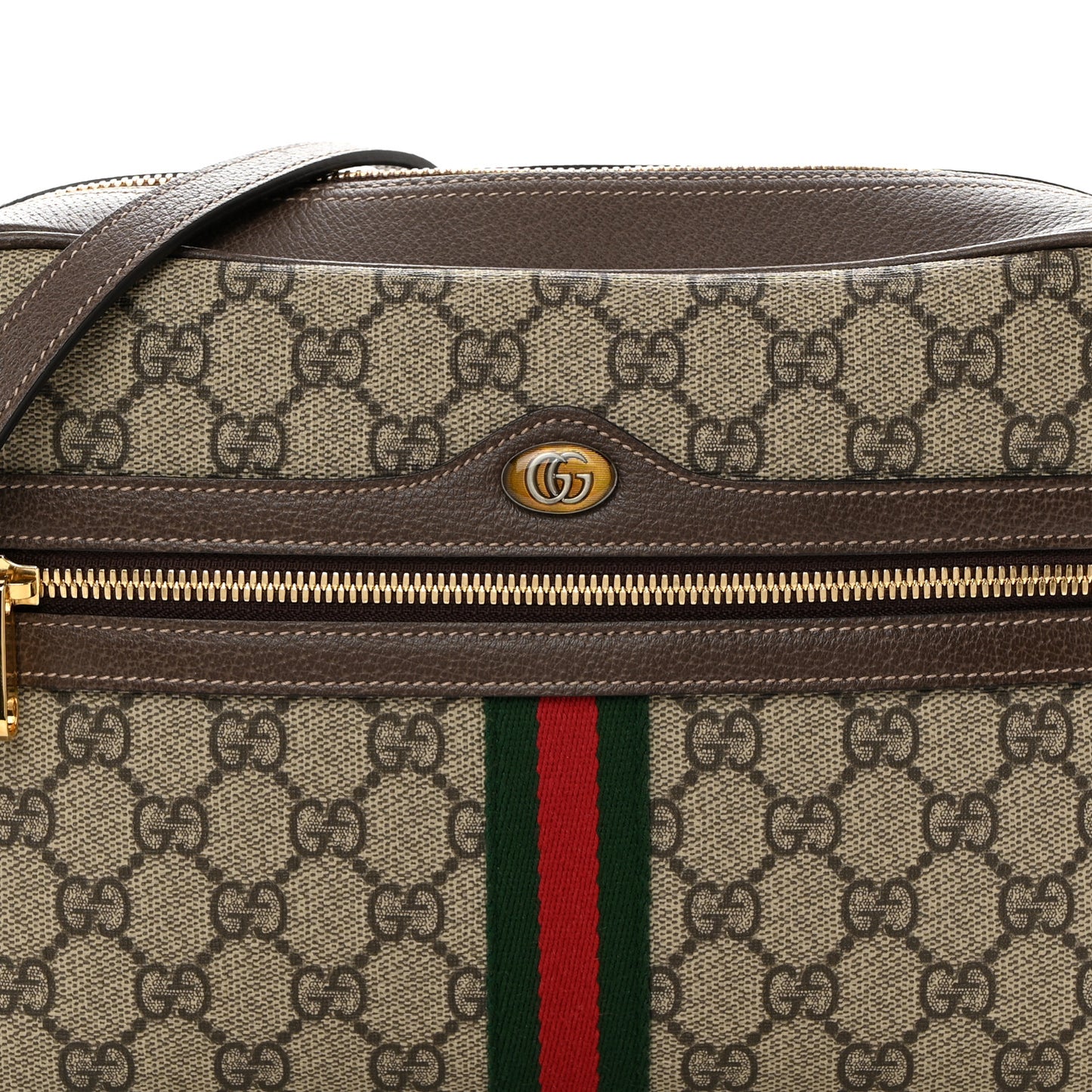 GG Supreme Monogram Web Small Ophidia Shoulder Bag Brown