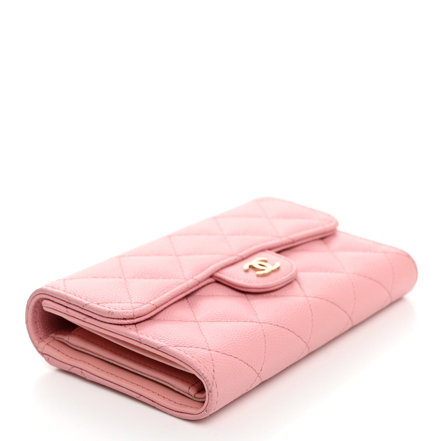 Caviar Quilted Medium Flap Wallet Light Pink