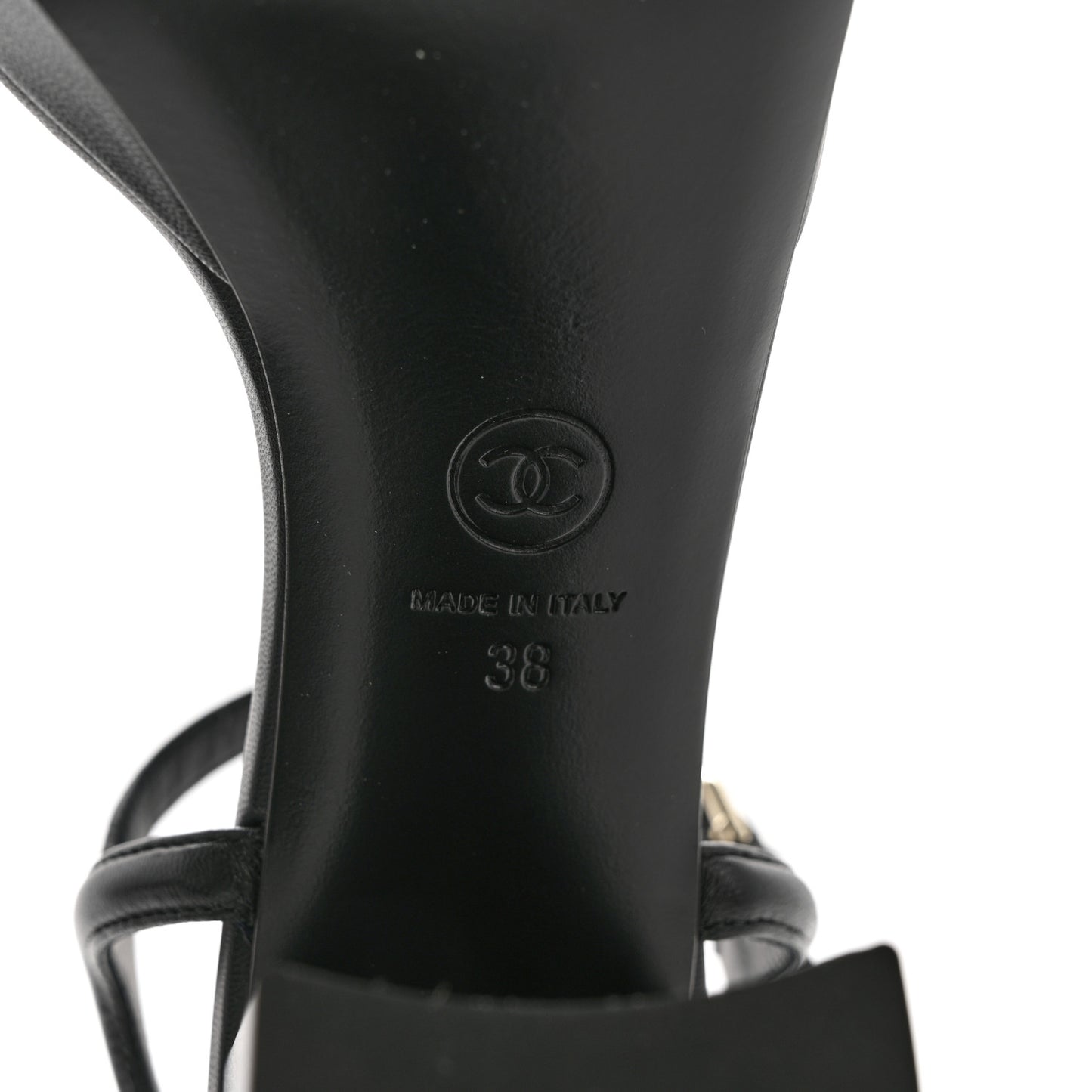 Lambskin Logo Platform Sandals 38 Black