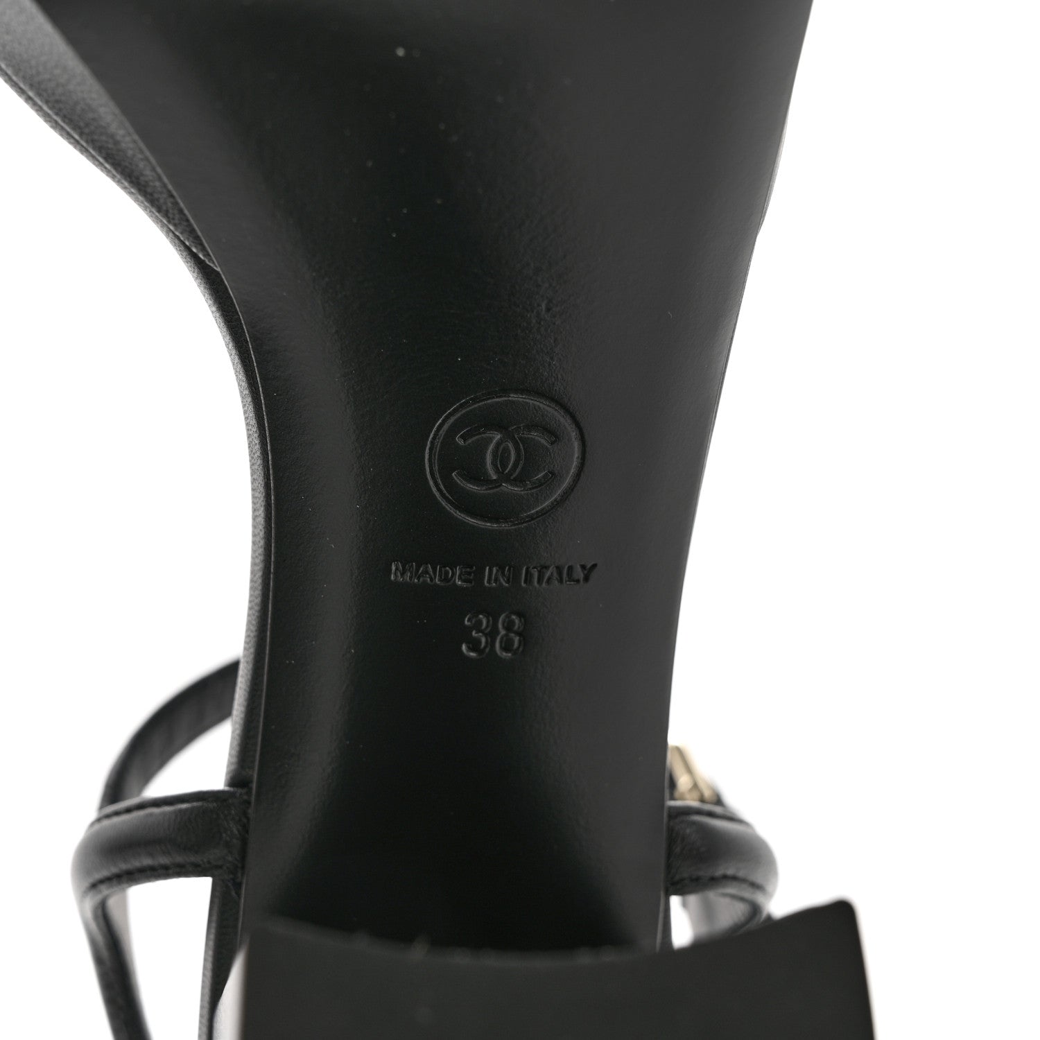 Chanel Lambskin Logo Platform Sandals 38 Black 7 of 11