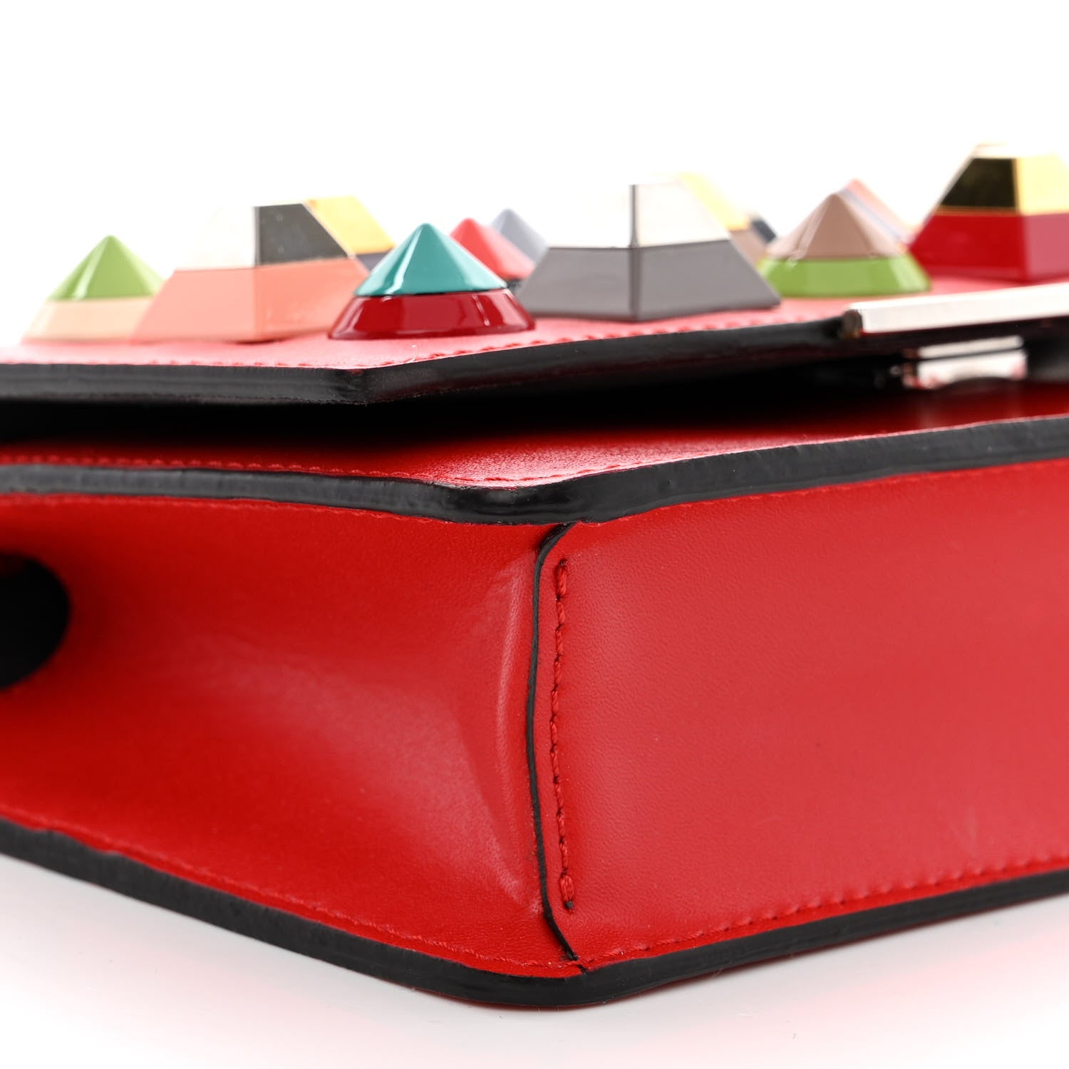 Fendi Vitello Liberty Studded Tube Wallet On Chain Fiamma Multicolor 9 of 11