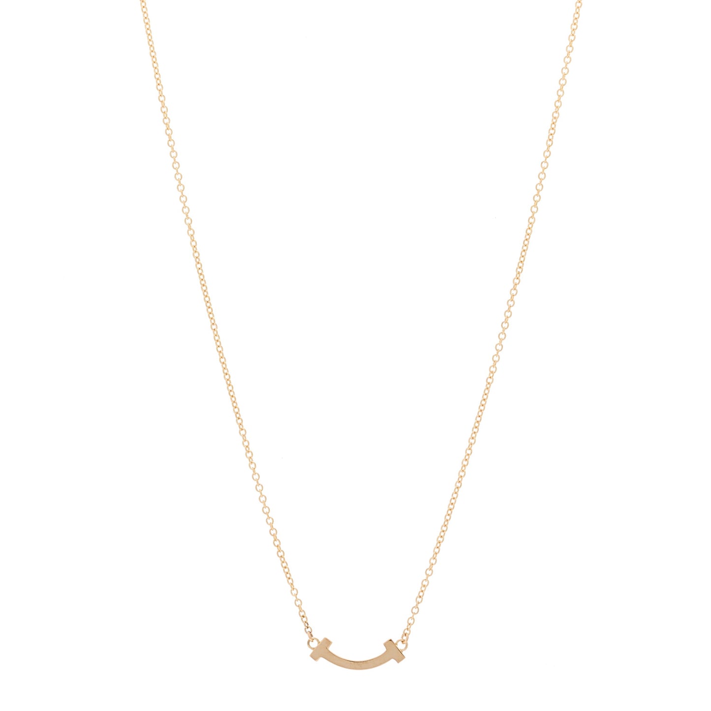 18K Rose Gold Mini T Smile Pendant Necklace