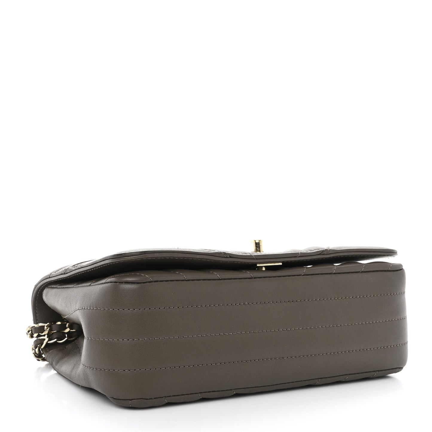 Calfskin Chevron Quilted Mini Statement Flap Brown