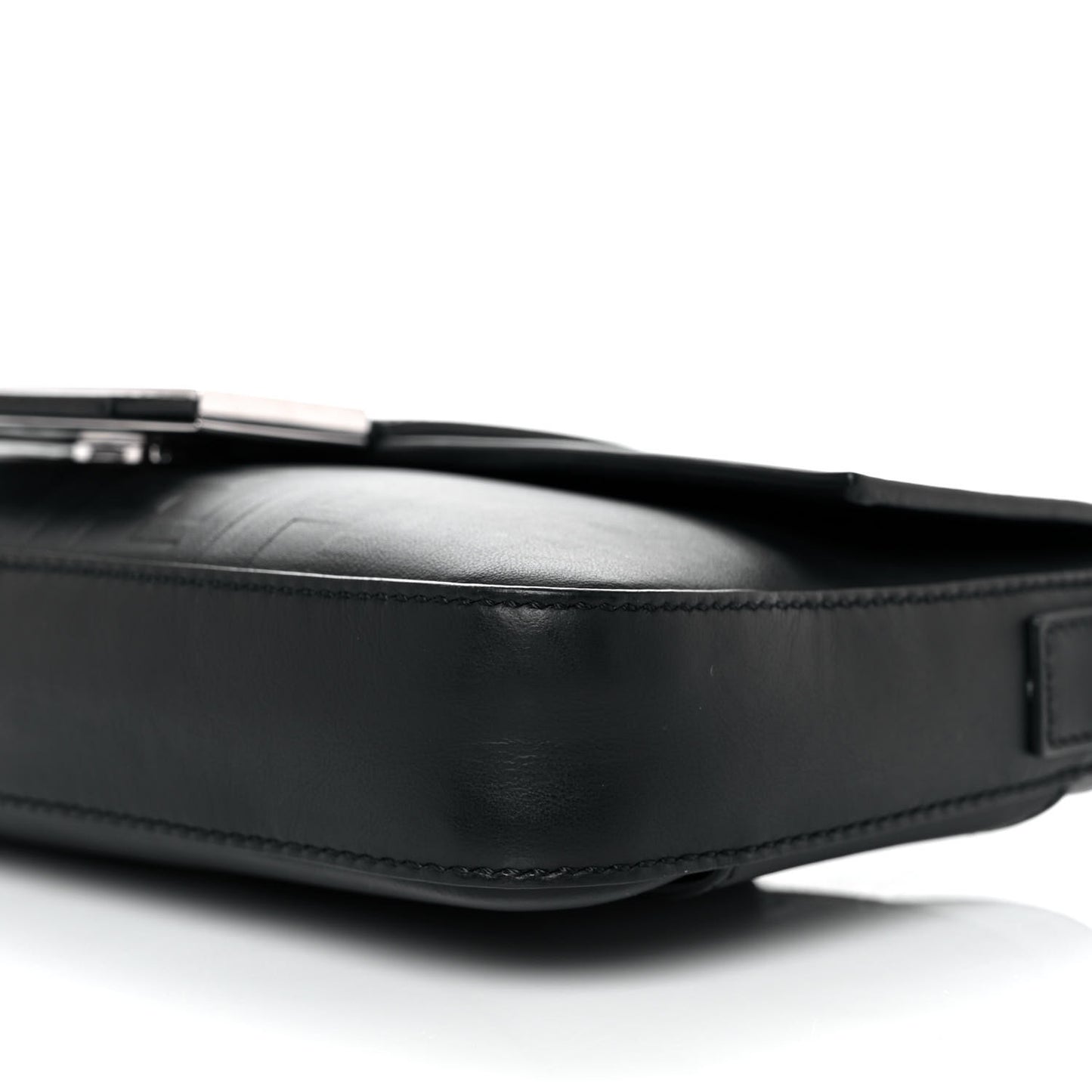 Vitello Grace FF Gradient Embossed Belt Baguette Bag Black