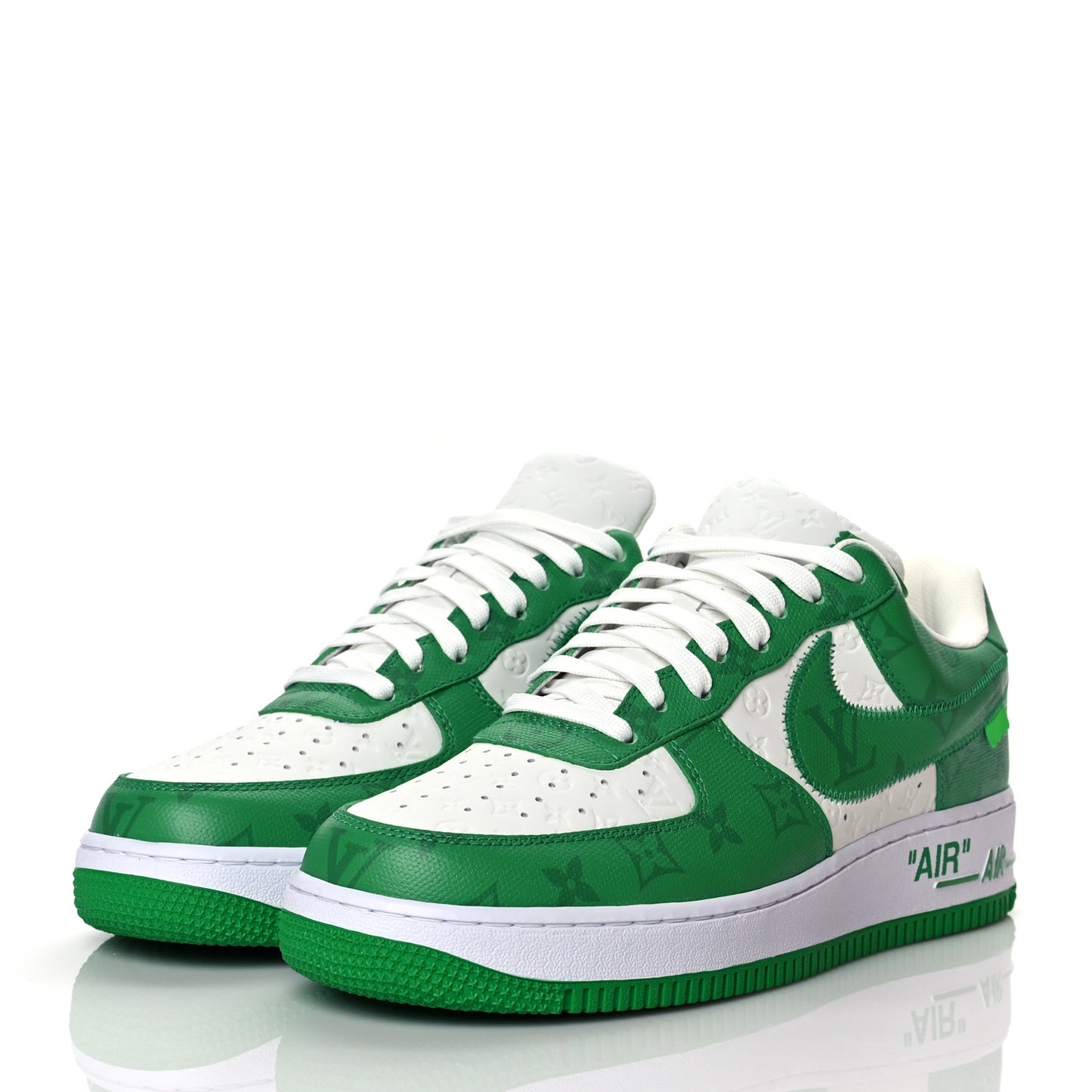 X NIKE AIR FORCE 1 Calfskin Monogram Mens Low Top Sneakers 9.5 Green