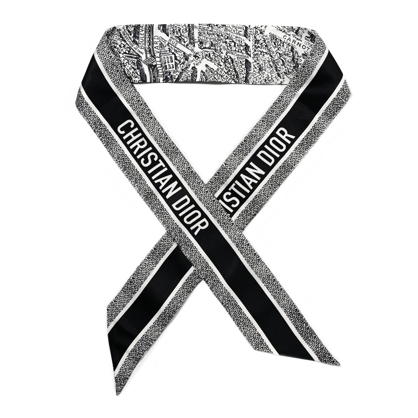 Silk Plan De Paris Mitzah Scarf White Black
