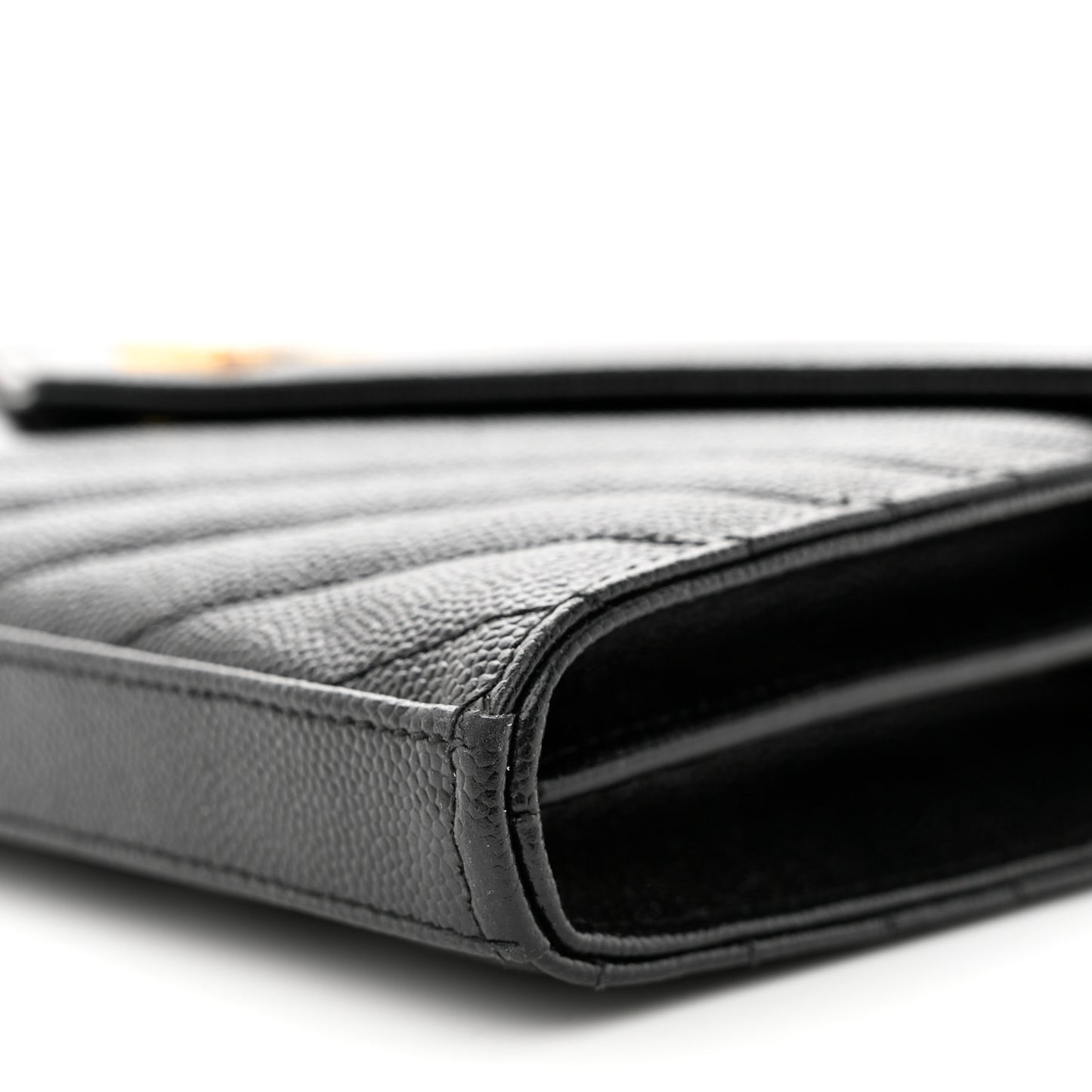 Grain De Poudre Matelasse Chevron Monogram Chain Wallet Black