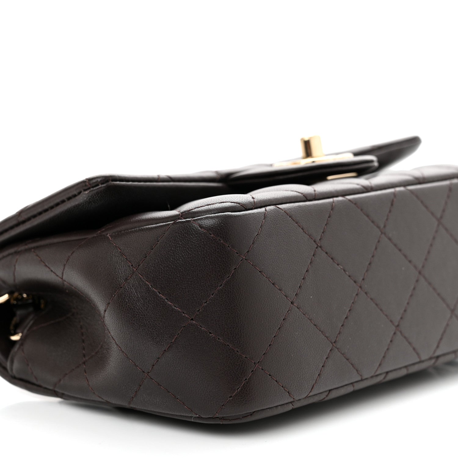 Chanel Lambskin Quilted Mini Rectangular Flap Dark Brown 9 of 11