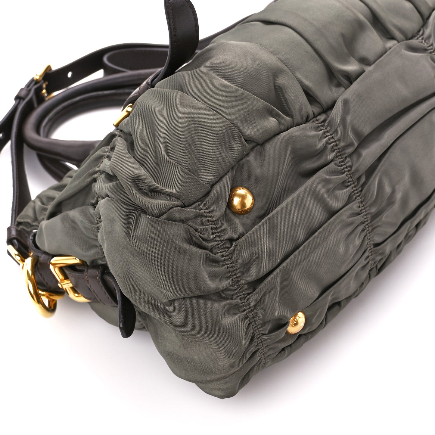 Tessuto Nylon Gaufre Shopping Satchel Fumo