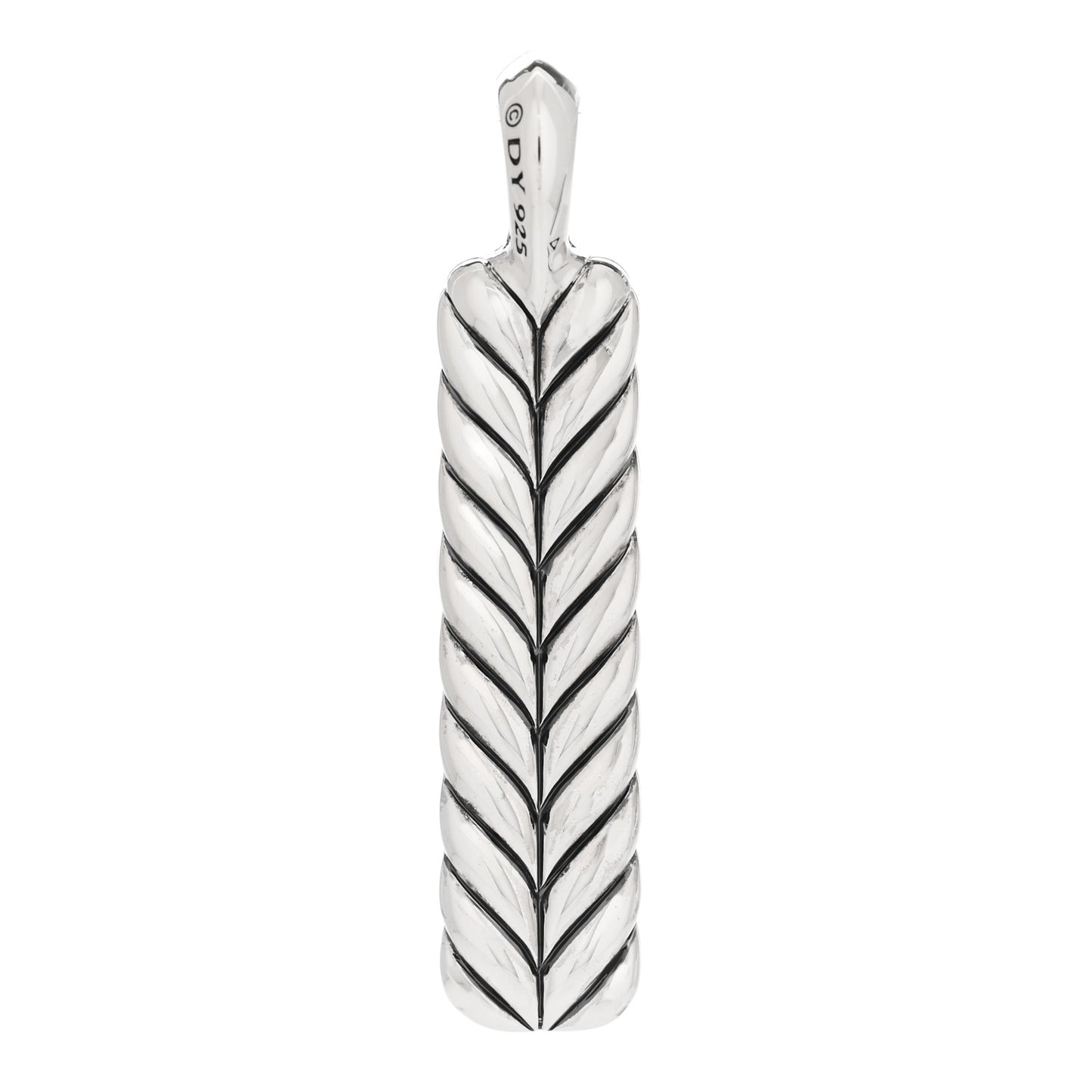 Sterling Silver Black Diamond Chevron Ingot Tag Pendant