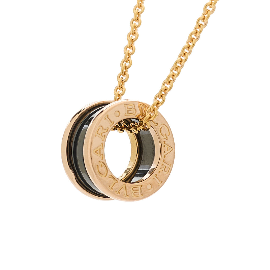 18K Rose Gold Black Ceramic B.Zero1 Pendant Necklace