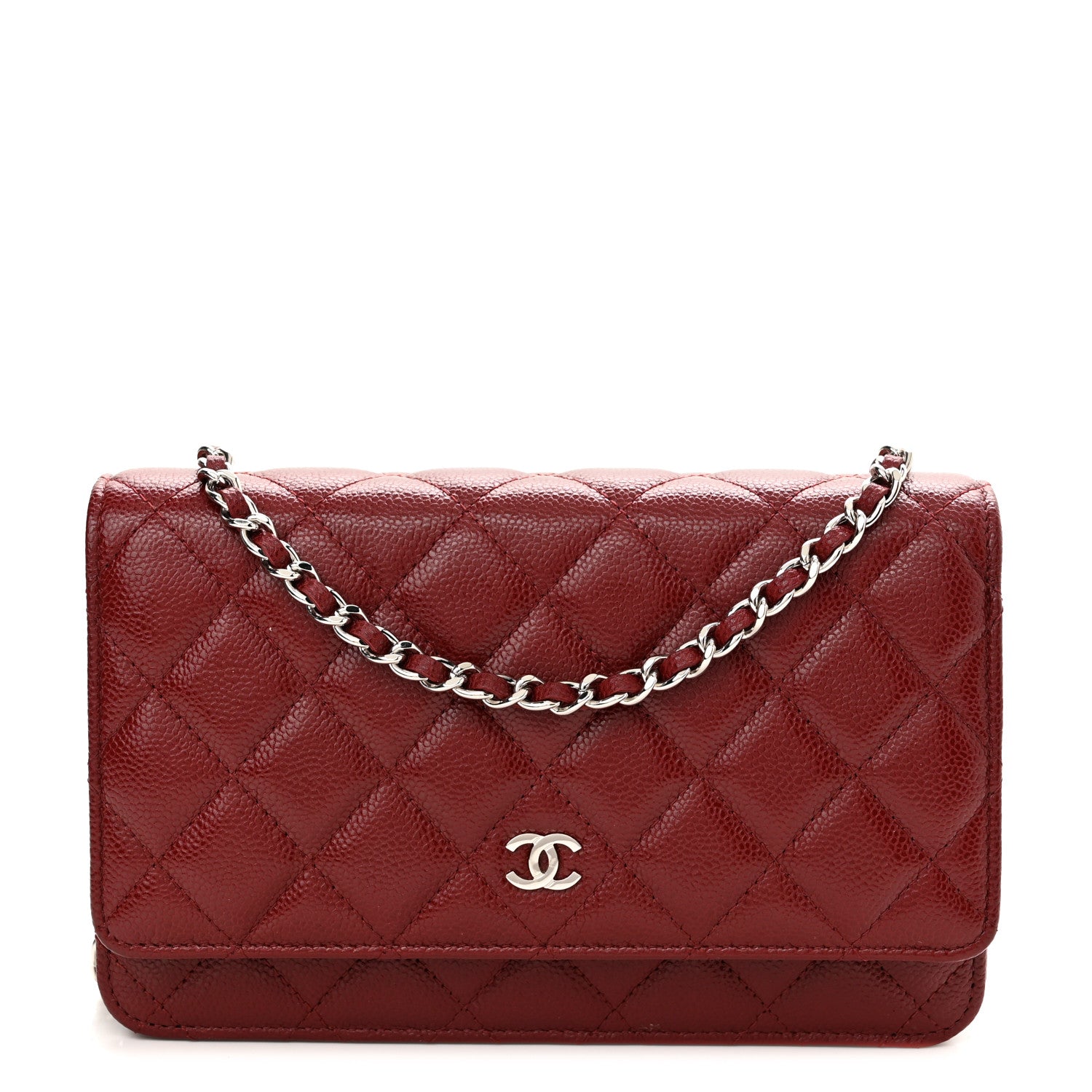 Chanel Caviar Quilted Wallet on Chain WOC Burgundy 1 of 13