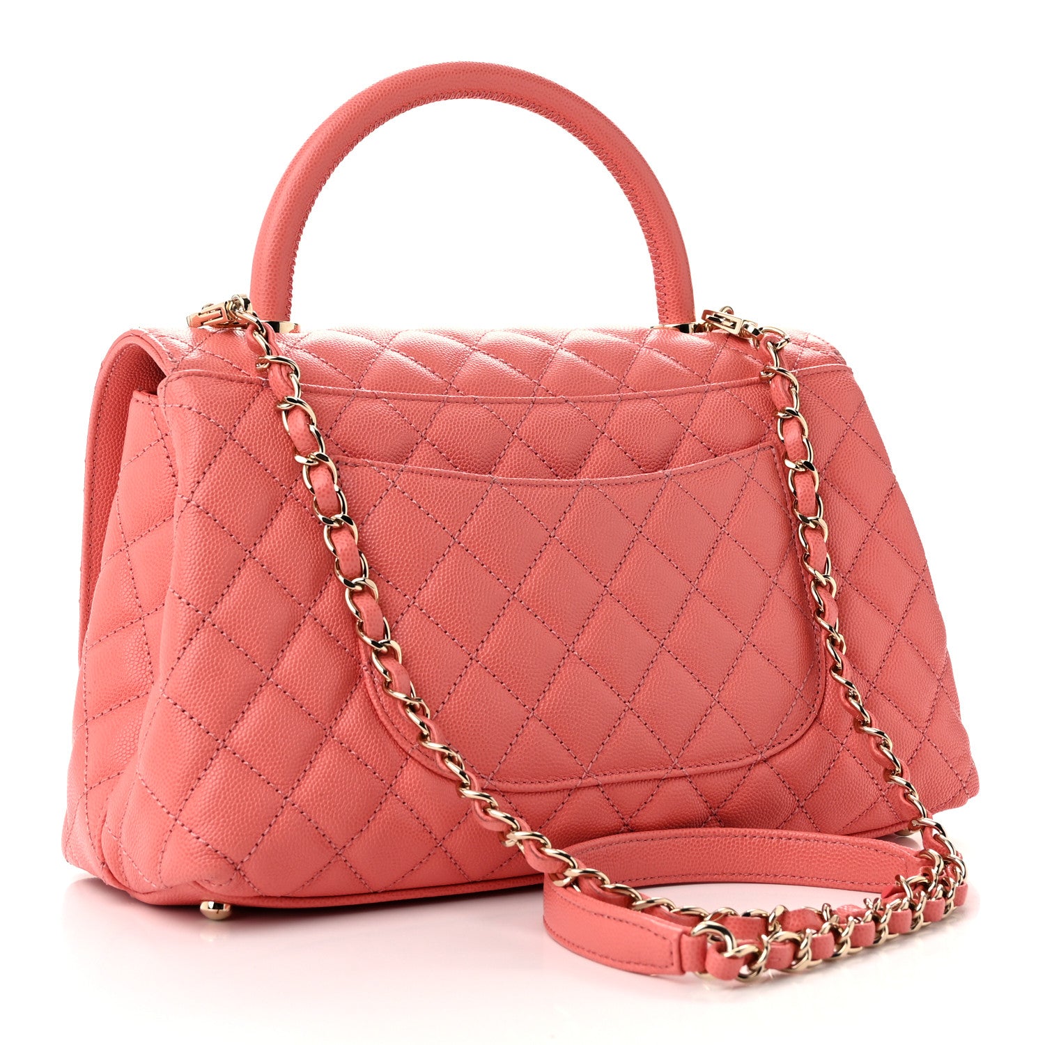 Chanel Caviar Quilted Small Coco Handle Flap Pink 3 of 9