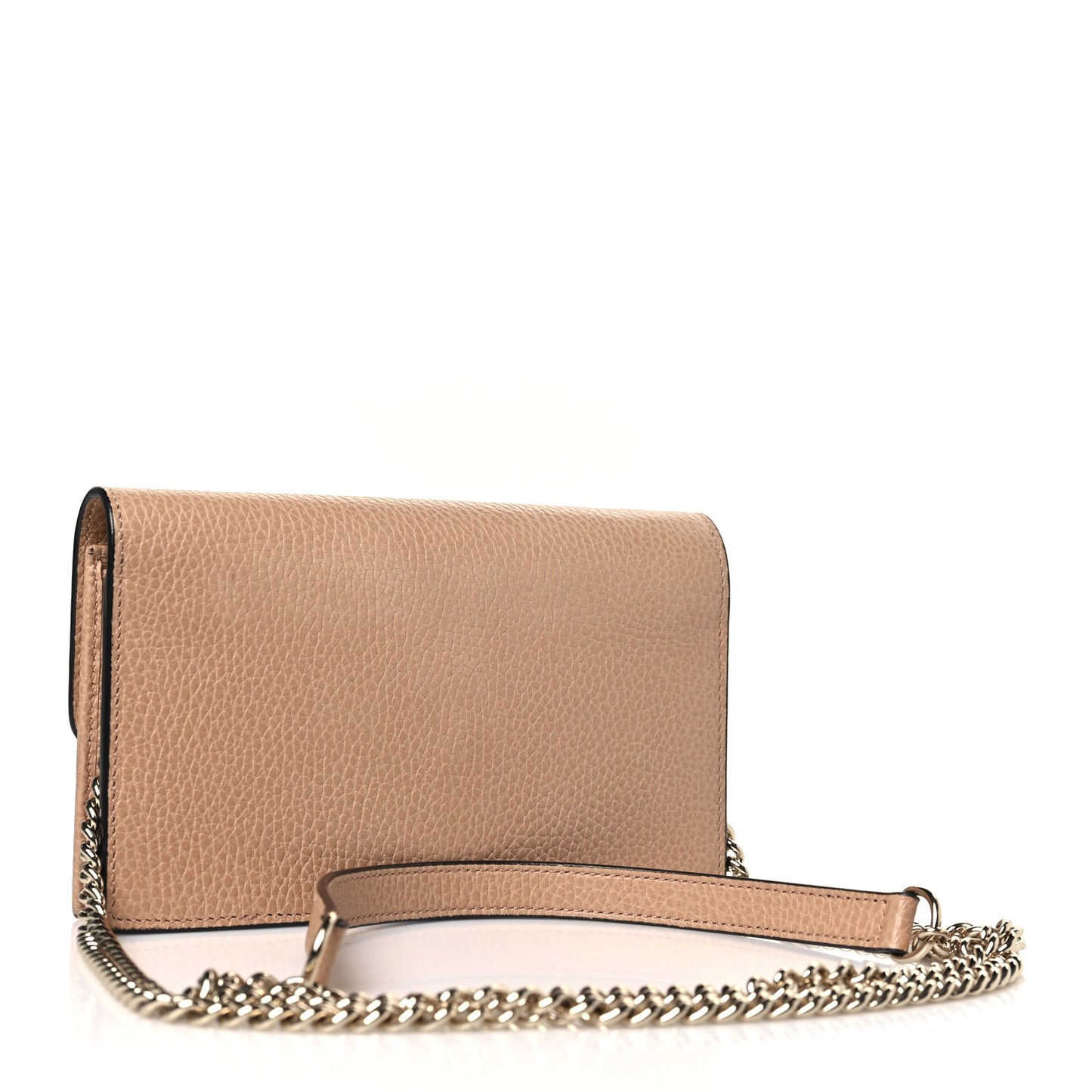 Dollar Calfskin Interlocking G Chain Wallet Camelia