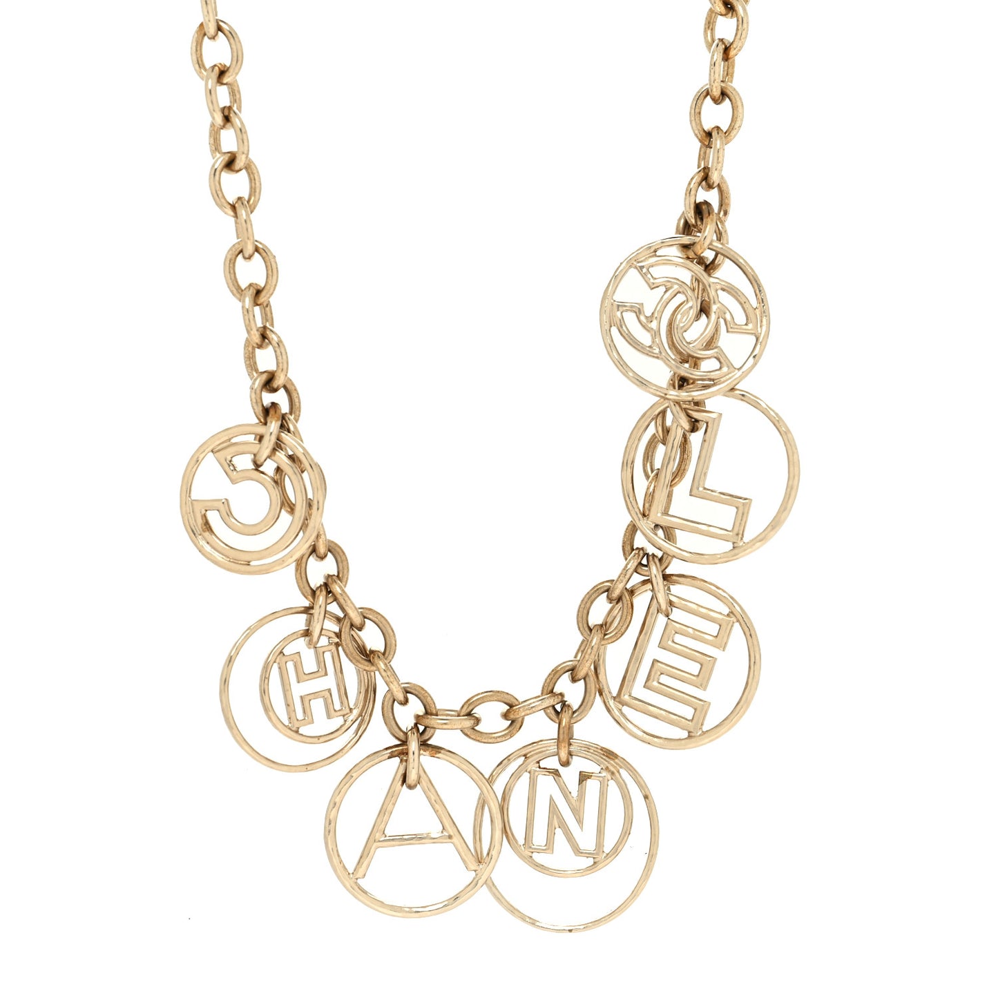 Metal Hoop Cuba Logo Necklace Gold