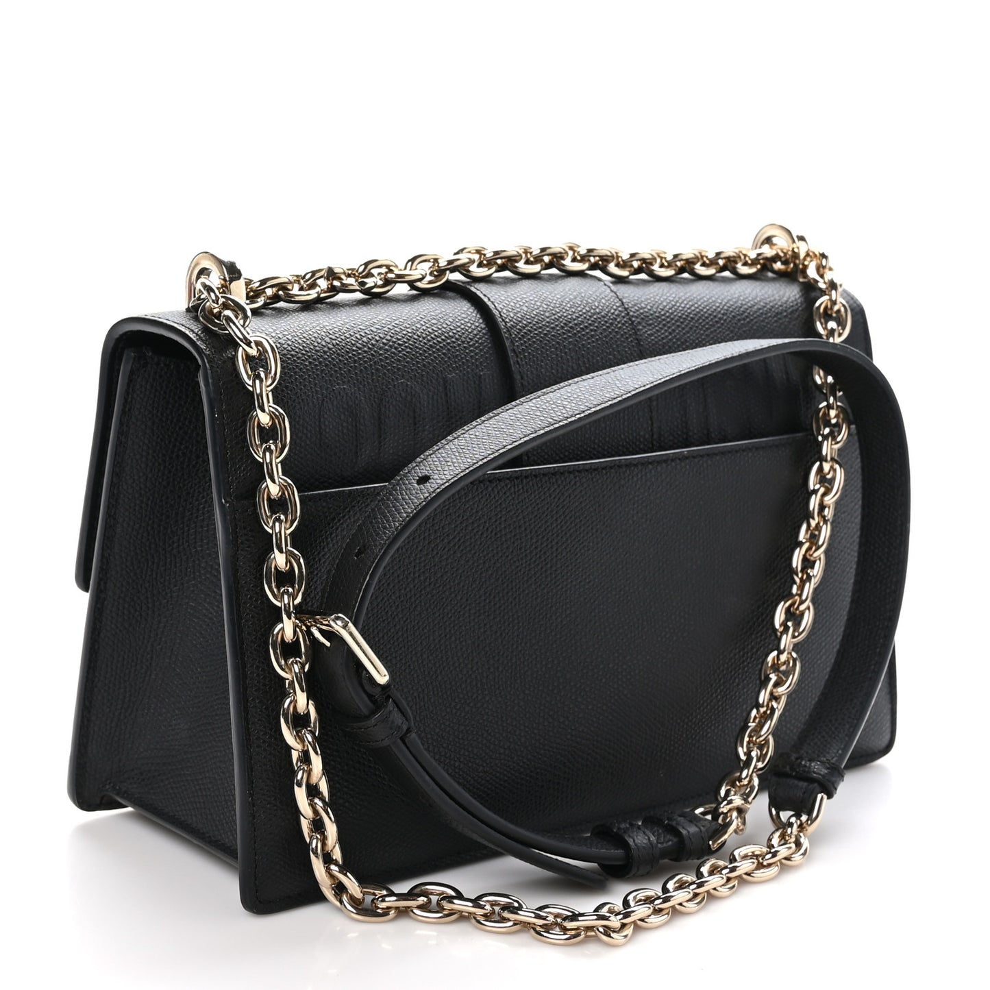 Grained Calfskin Embossed 30 Montaigne Chain Flap Bag Black