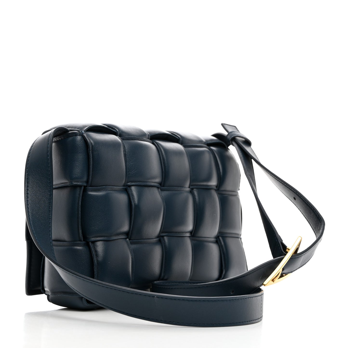 Nappa Maxi Intreccio Padded Cassette Crossbody Bag Deep Blue