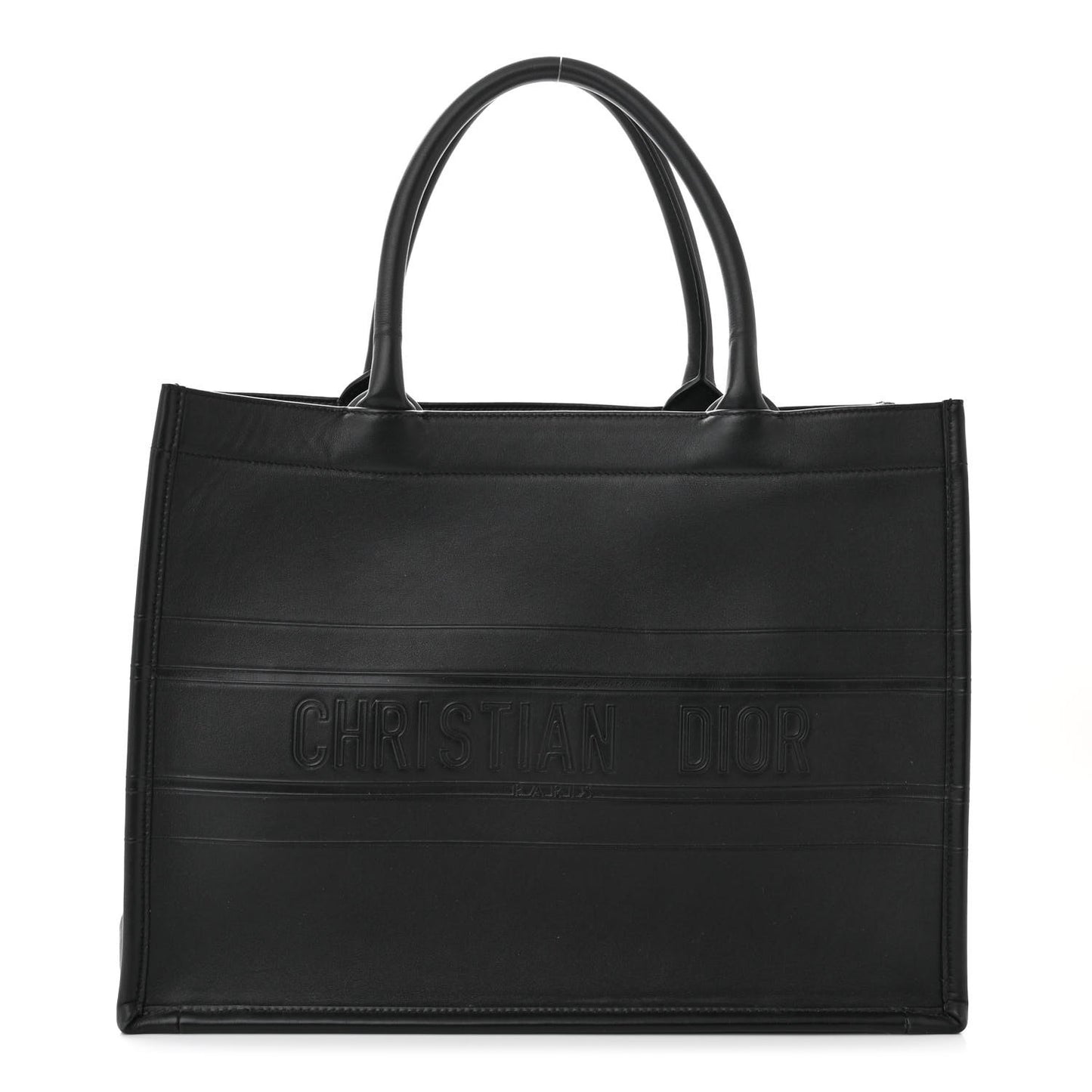 Calfskin Embossed Medium Book Tote Black