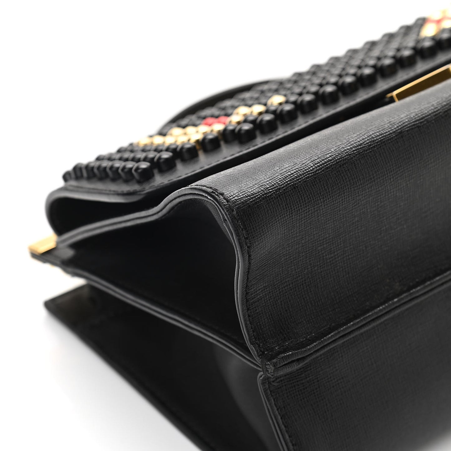 Vitello Elite Studded Monster Mini Demi Jour Shoulder Bag Black