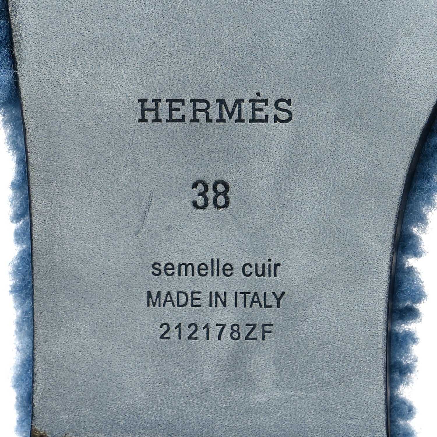 Hermes Woolskin Oran Sandals 38 Bleu 6 of 7