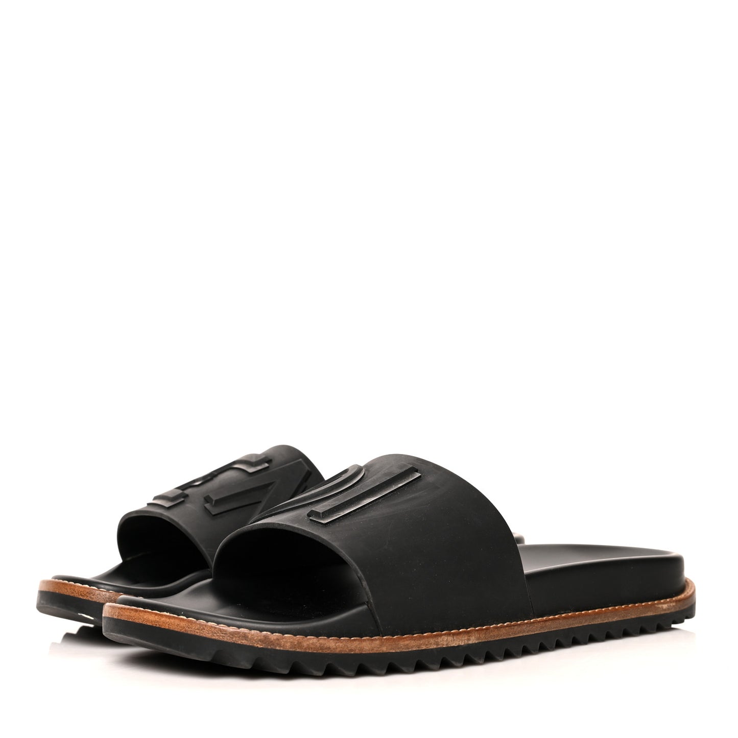Rubber Vocabulary Logo Slide Sandals 7 Black