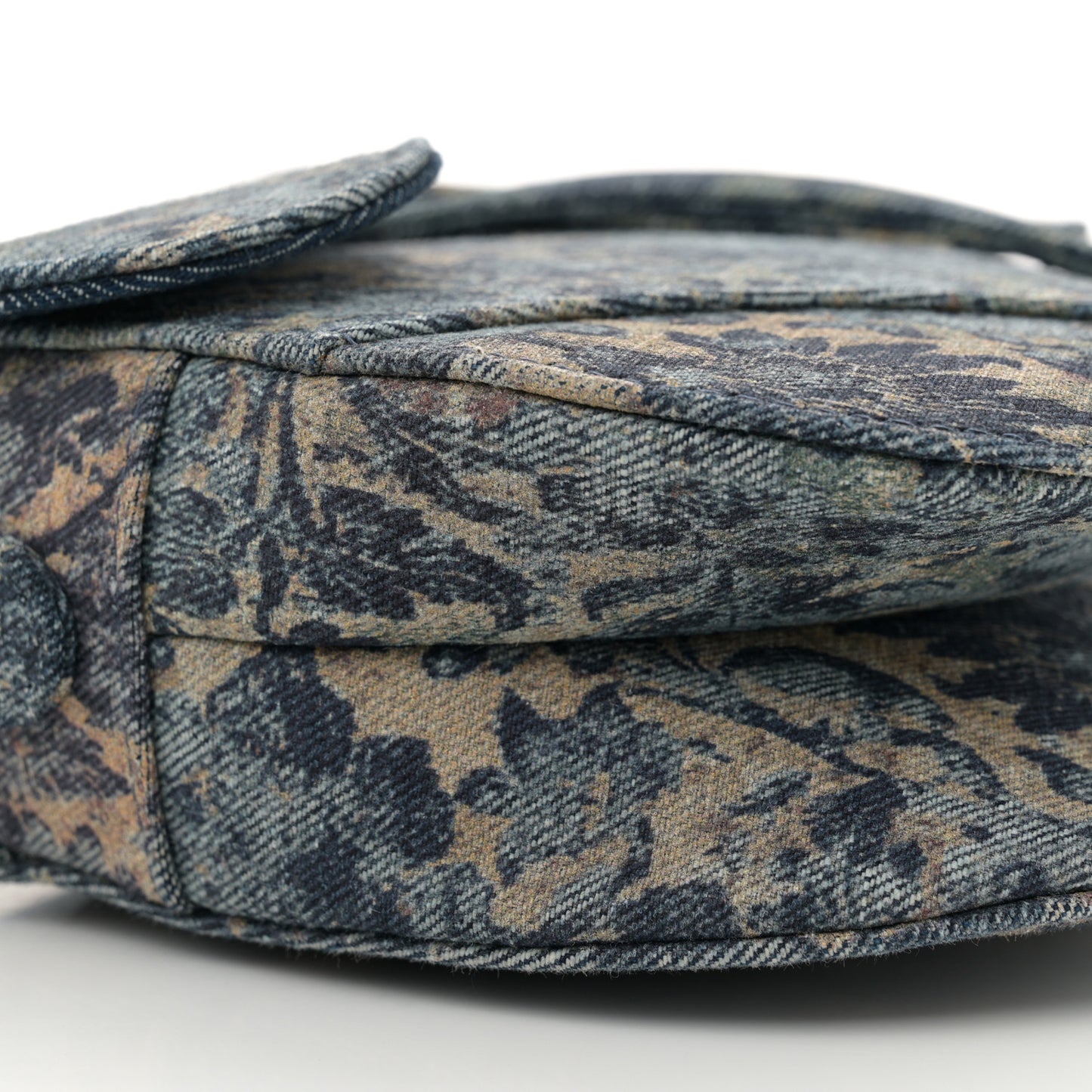 Denim Brocart Embroidered Saddle Bag Blue