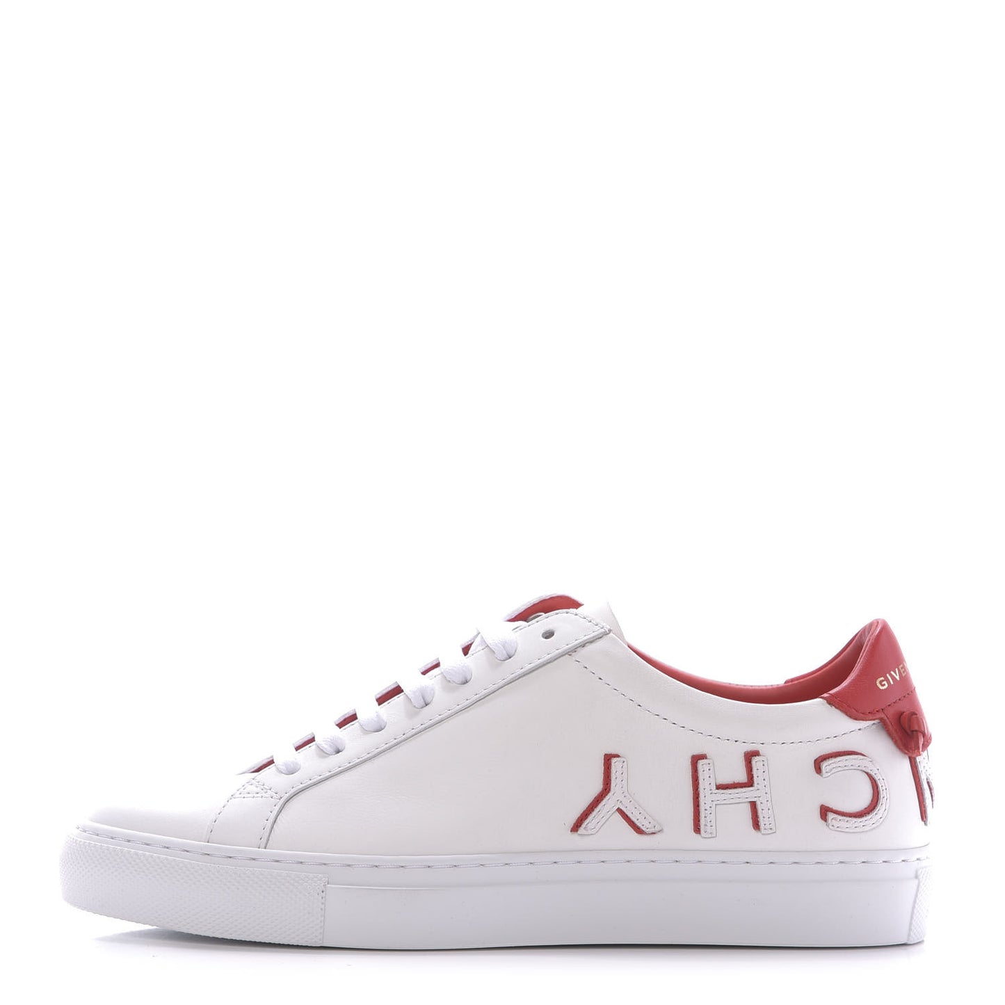 Calfskin Reverse Logo Womens Urban Street Sneakers 36.5 White Red