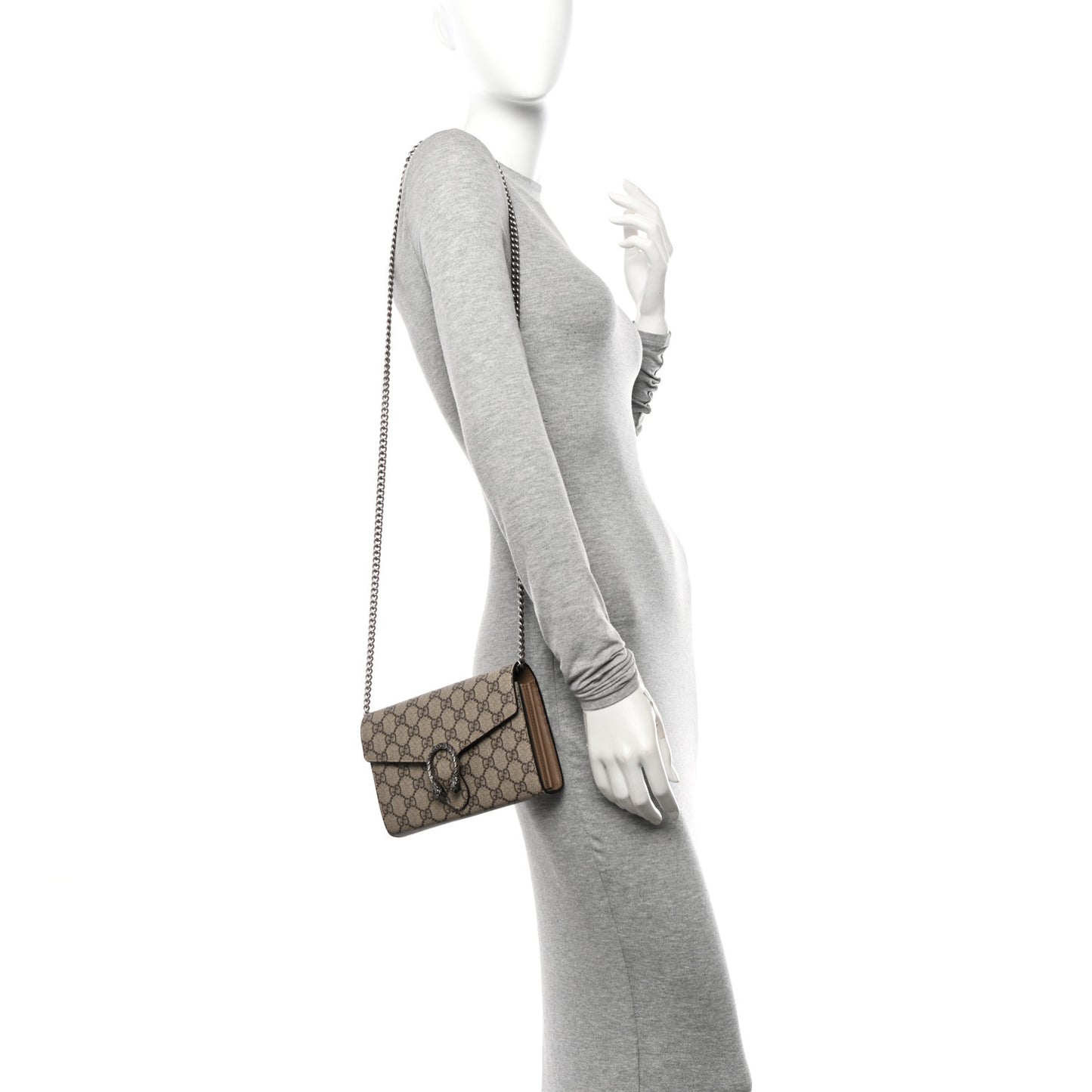 GG Supreme Monogram Mini Dionysus Chain Wallet Beige Taupe