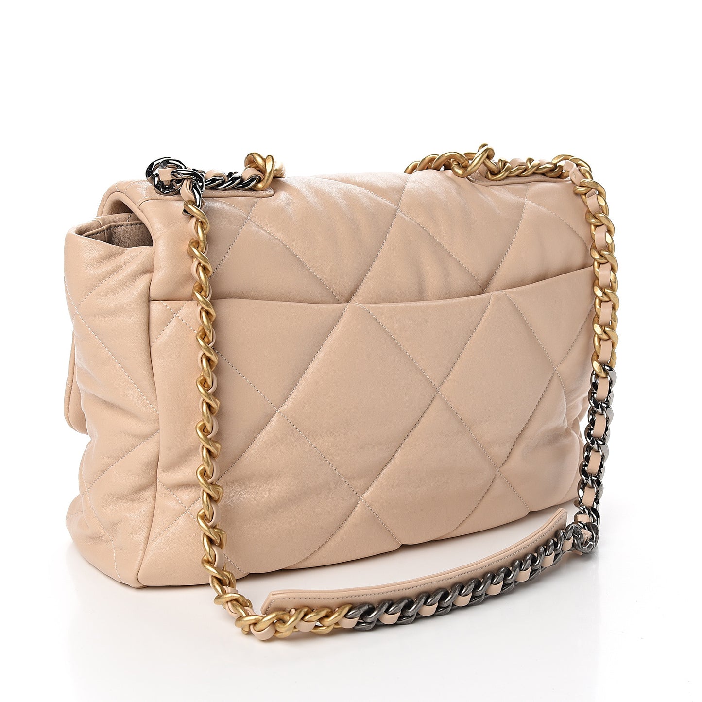 Lambskin Quilted Maxi 19 Flap Light Beige