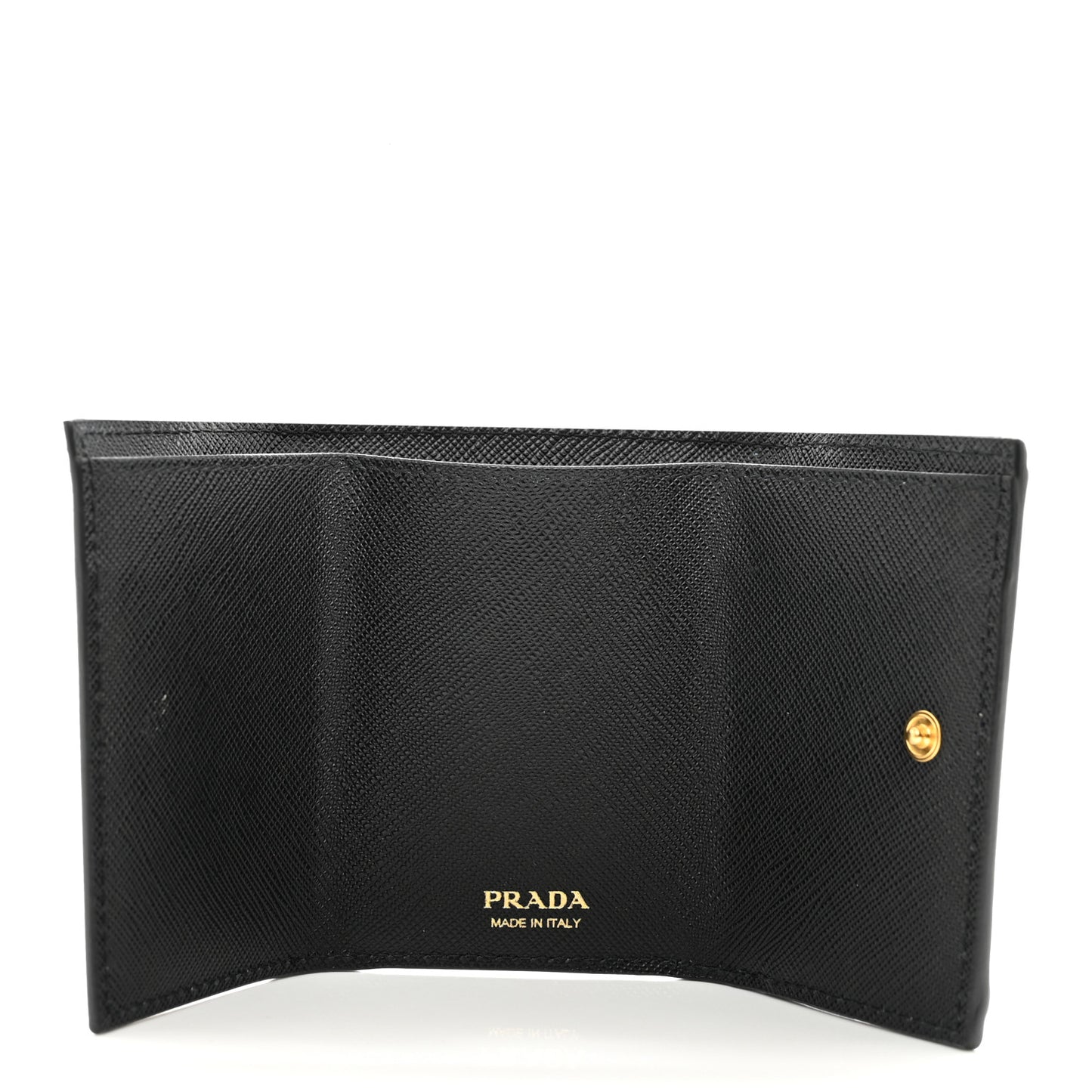 Saffiano Metal Tri-Fold Envelope Card Holder Wallet Black