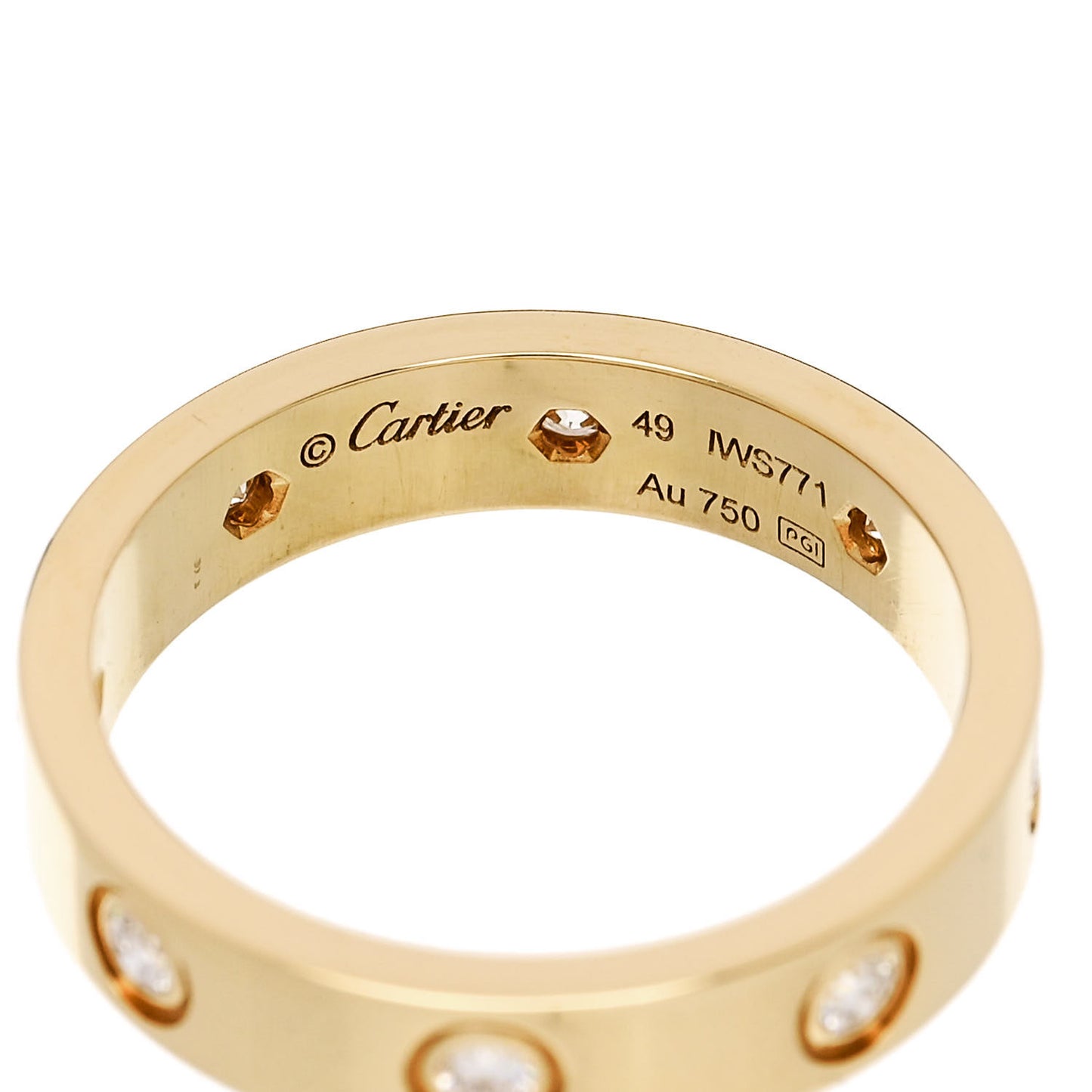18K Yellow Gold 8 Diamond 4mm LOVE Wedding Band Ring 49 5