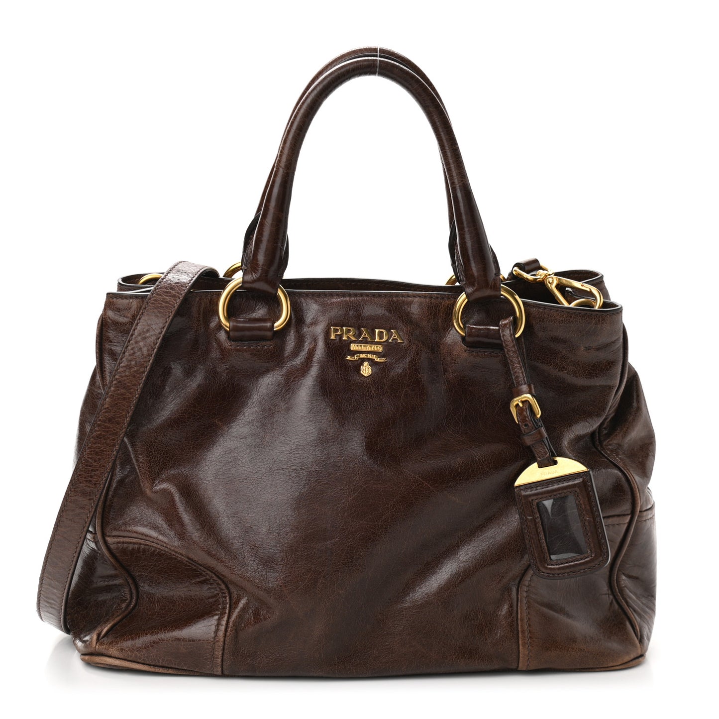 Vitello Shine Shopping Satchel Bruciato