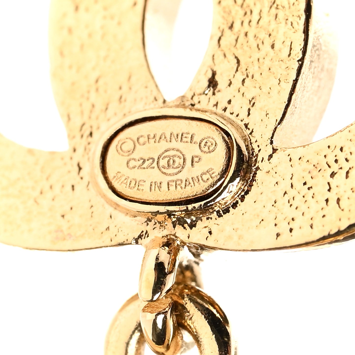 Metal Crystal CC Boy Drop Earrings Gold