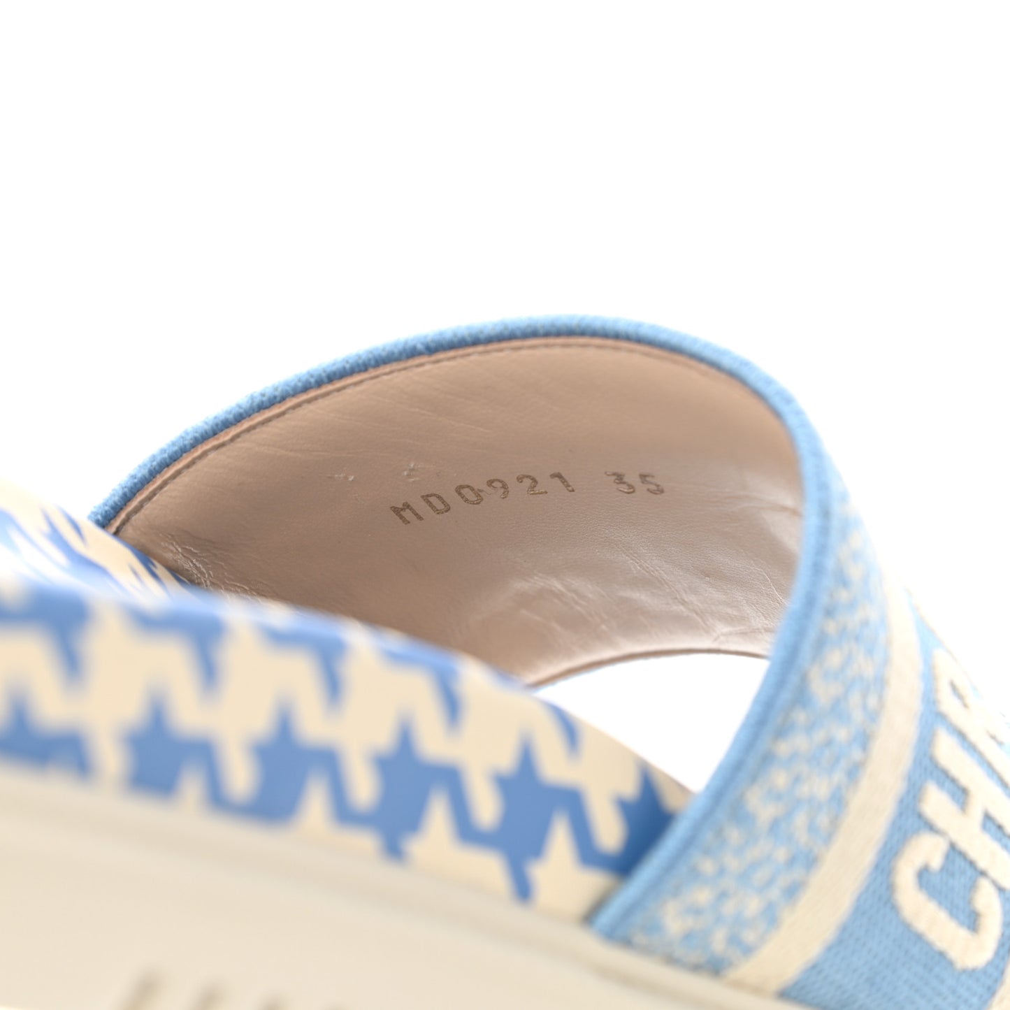 Micro PDP Cotton Houndstooth Embroidered Dway 10mm Slide Sandals 35 Cornflower